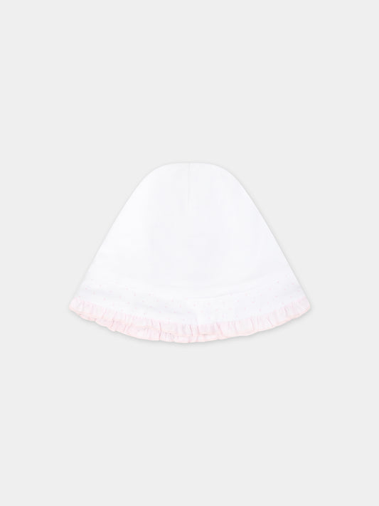 Cappello bianco per neonata con pois,La Stupenderia,TBCP52N01