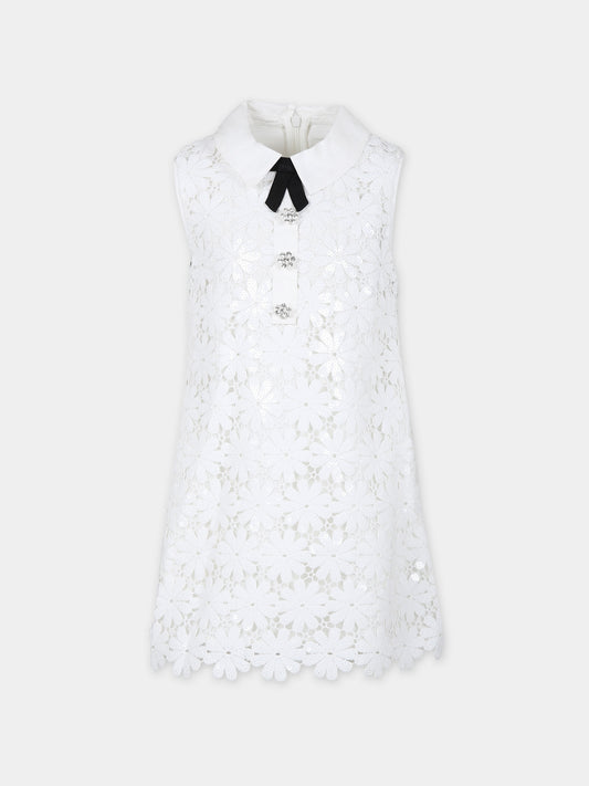 Vestito bianco per bambina in pizzo macramé,Self-portrait,RS24 728S W