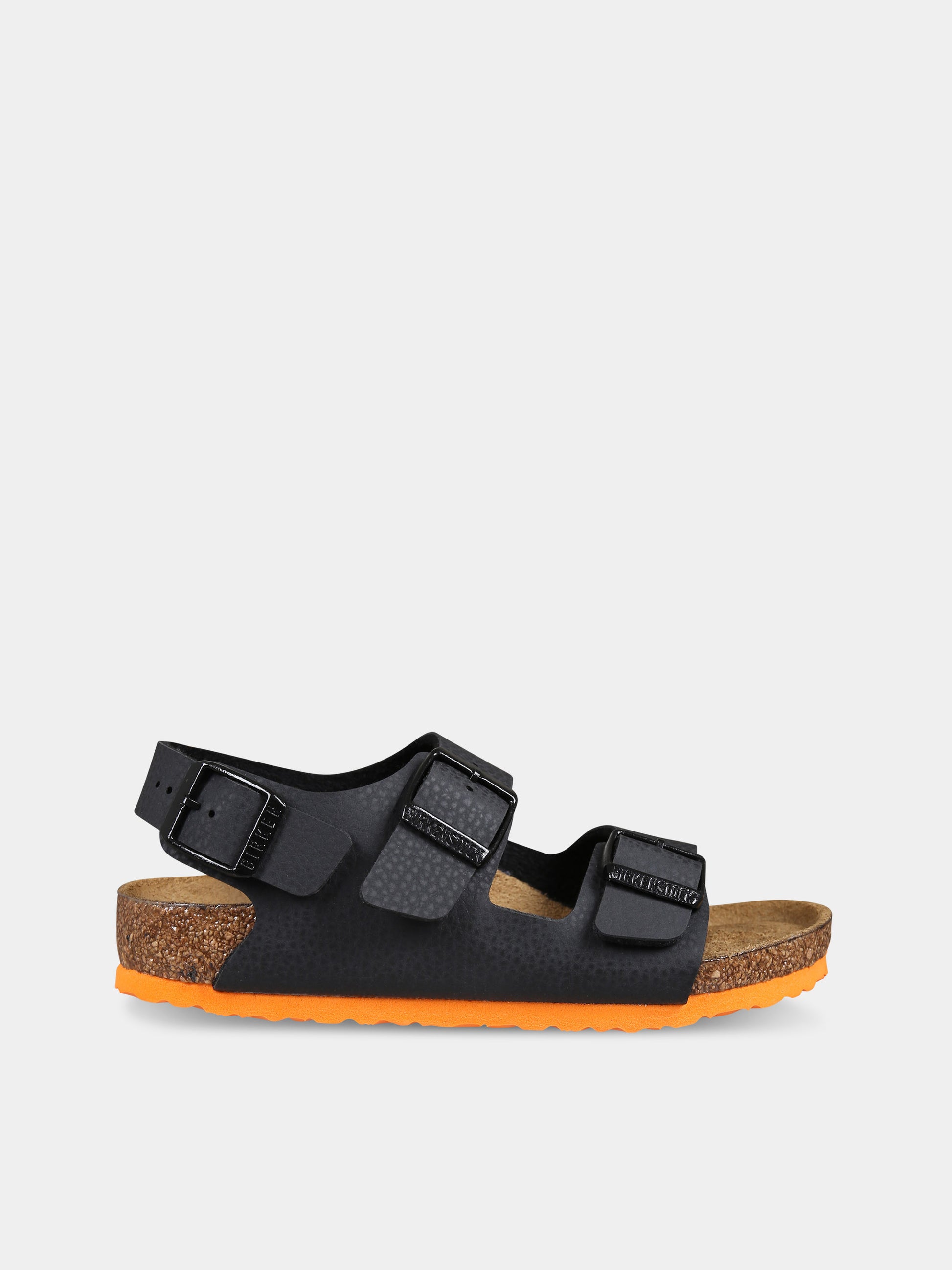 Sandali Milano neri per bambini con logo,Birkenstock,1026878 DESERT SOIL BLACK