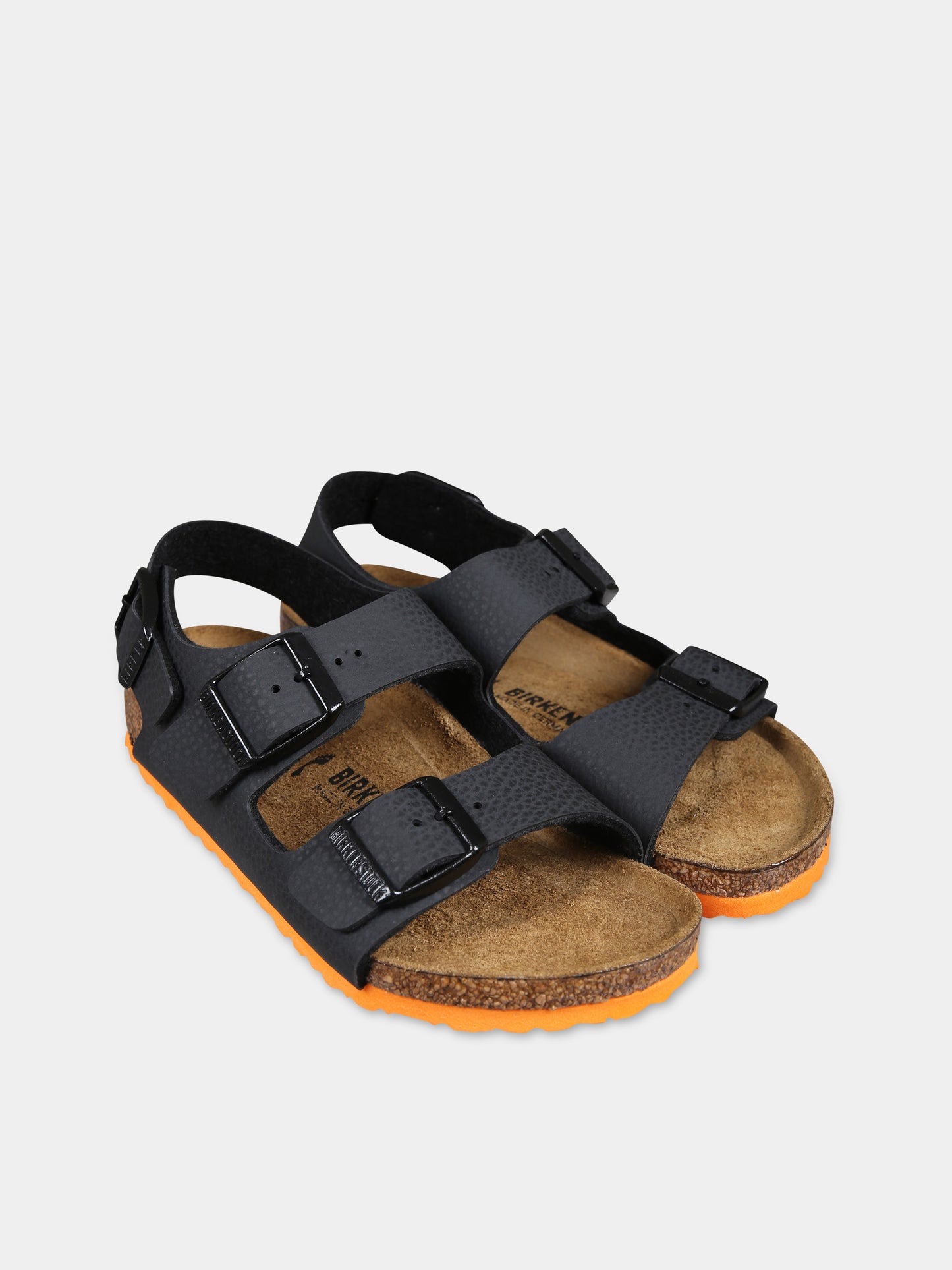 Sandali Milano neri per bambini con logo,Birkenstock,1026878 DESERT SOIL BLACK