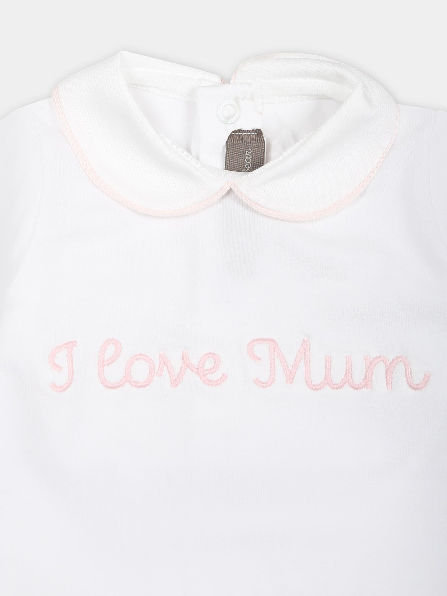 Tutina bianca per neonata con scritta,Little Bear,8044 BIANCO/ROSA