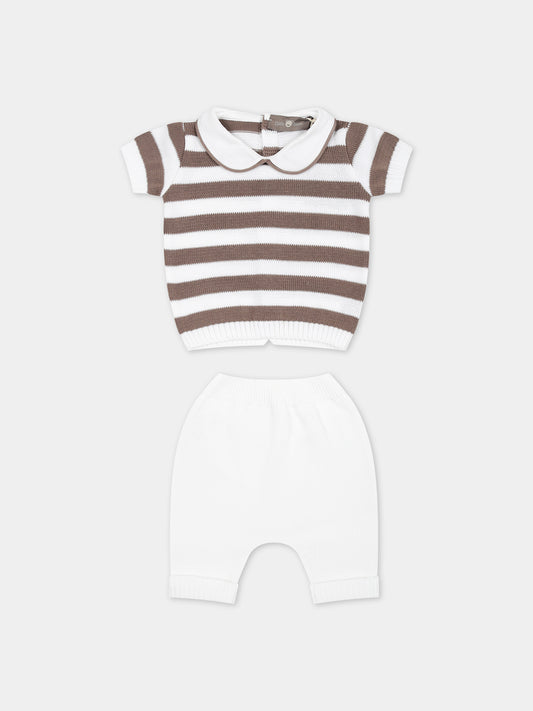 Completo nascita multicolor per neonati,Little Bear,8109 BIANCO/CACAO