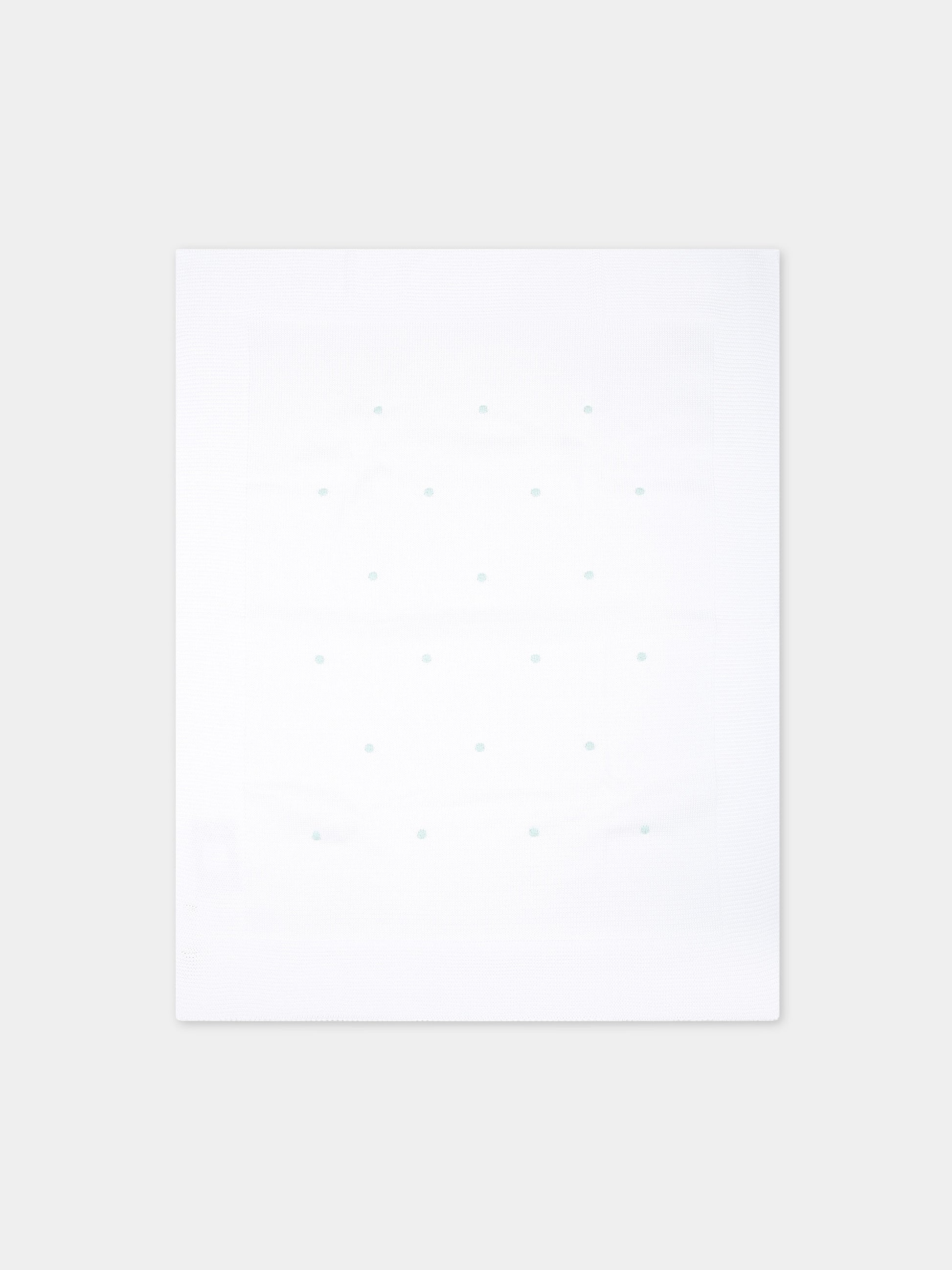 Coperta bianca per neonati con pois verdi,Little Bear,8102 BIANCO/MENTA