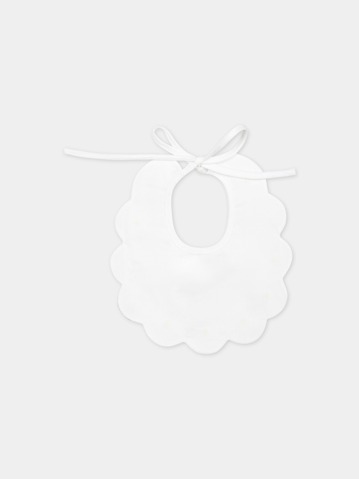 Bavaglino bianco per neonati con pois,Little Bear,2042 BIANCO/GIALLO