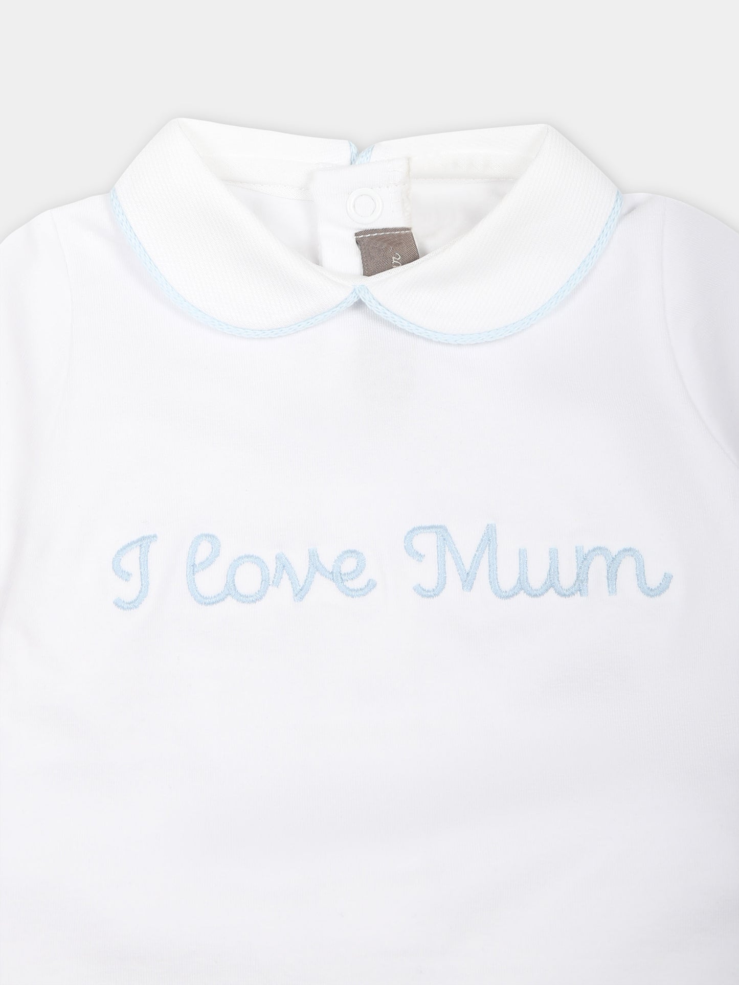 Tutina bianca per neonato con scritta,Little Bear,8044 BIANCO/CIELO