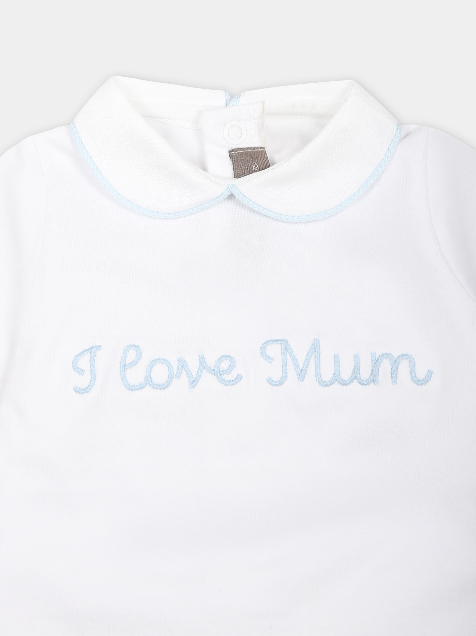 Tutina bianca per neonato con scritta,Little Bear,8044 BIANCO/CIELO