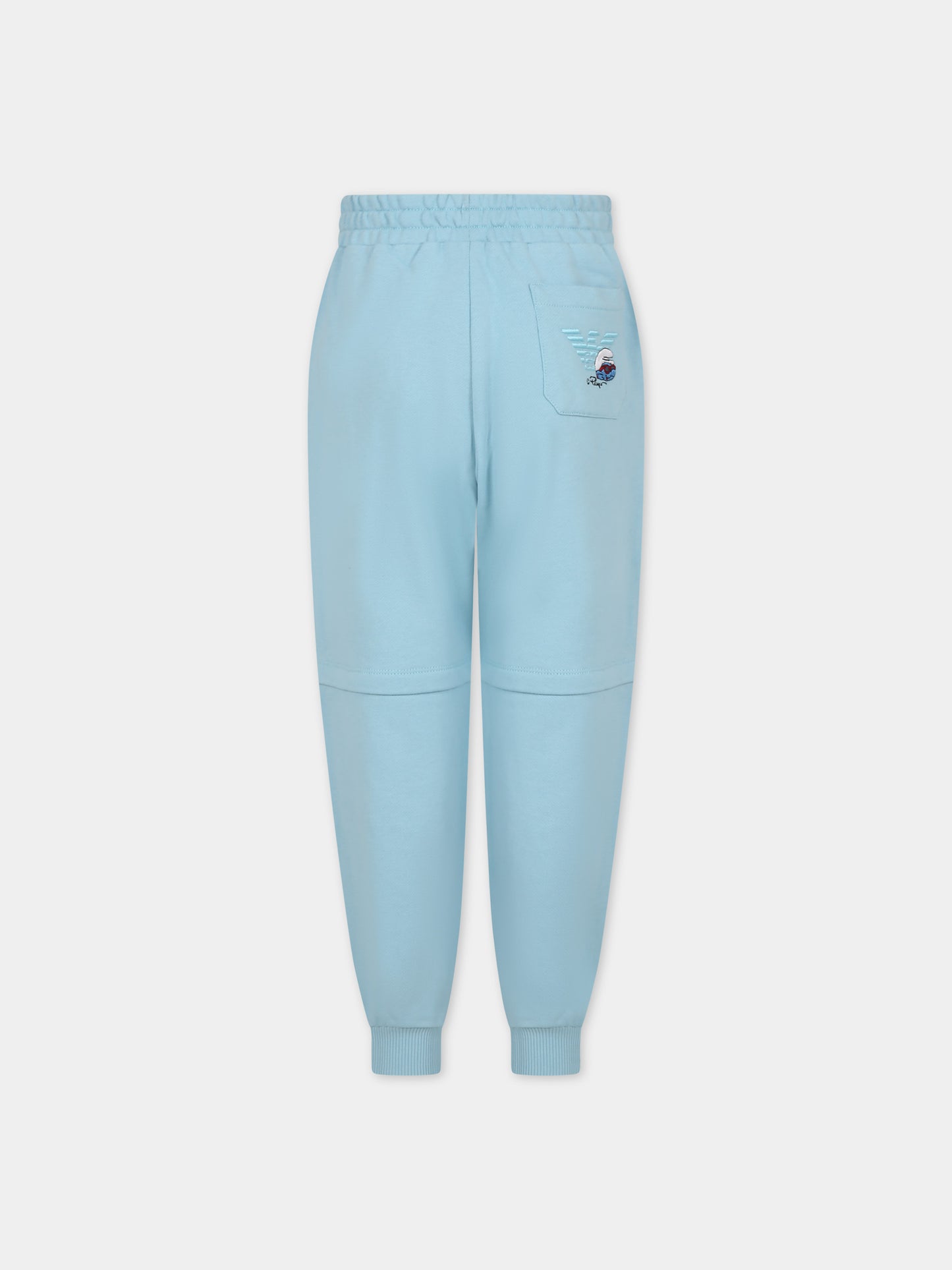 Pantaloni celesti per bambino con I Puffi,Armani Junior,3D4PJN 3J5GZ 0728