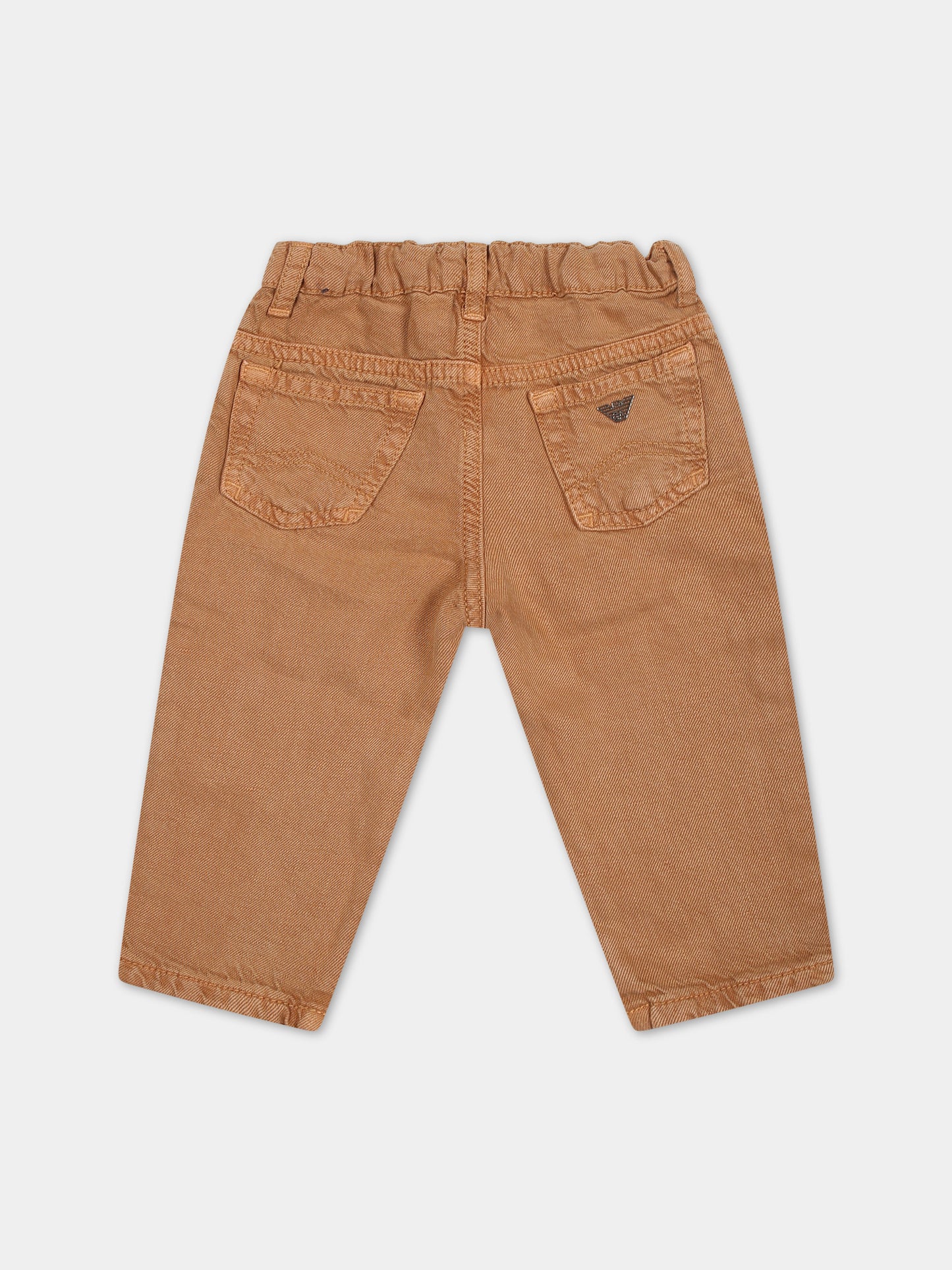 Pantaloni casual marroni per neonato con logo,Armani Junior,3DHJ75 4N8IZ 0430