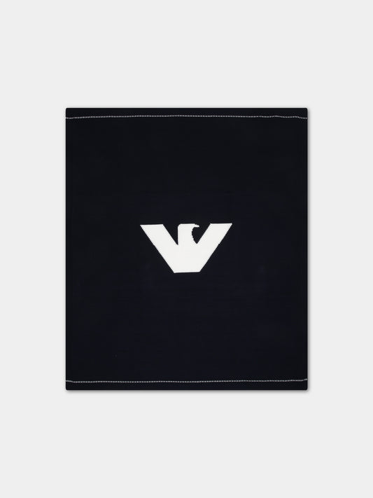 Coperta blu per neonato con iconico aquilotto,Armani Junior,3DN850 NM0BZ 0920