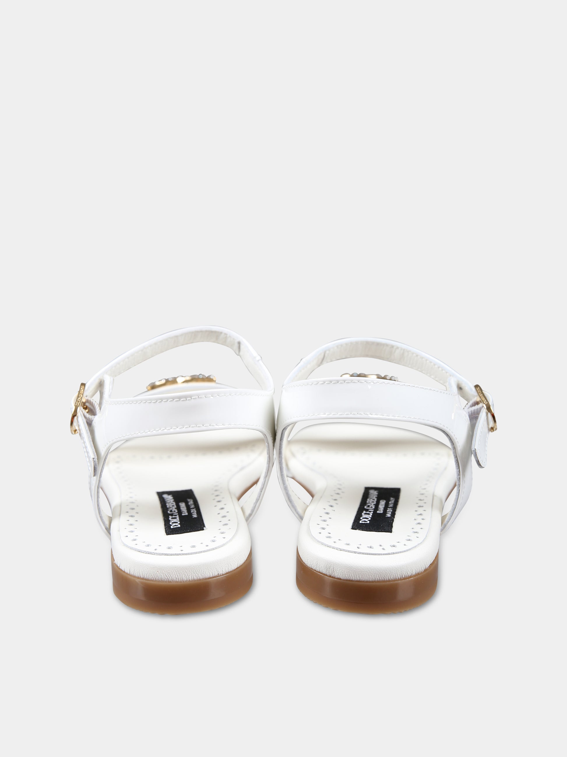 Sandali bianchi per bambina con monogramma,Dolce & Gabbana Kids,D11048 A1153 87682
