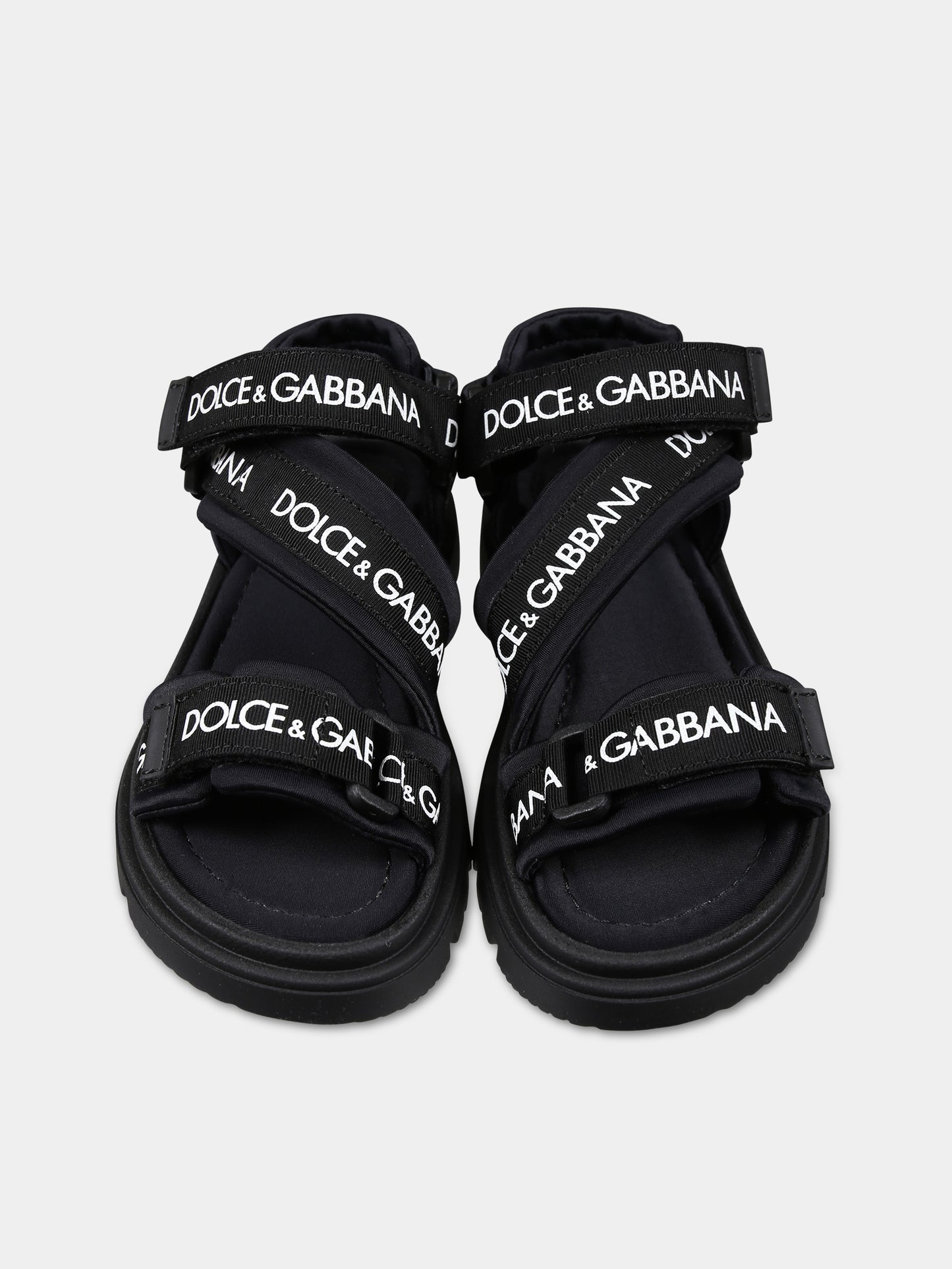 Sandali neri per bambina con logo,Dolce & Gabbana Kids,DA5205 AB028 89690