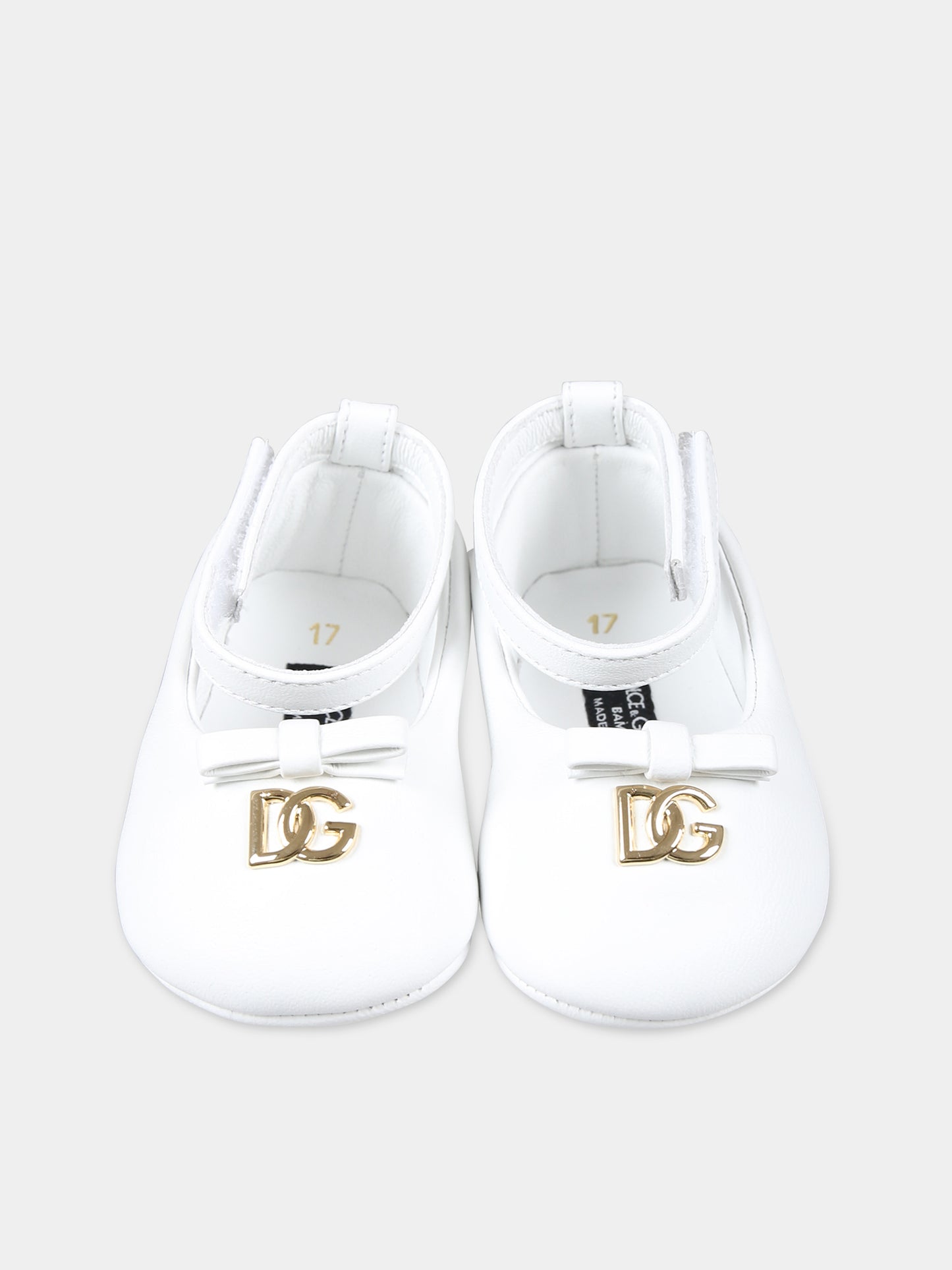 Ballerine bianche per neonata con logo,Dolce & Gabbana Kids,DK0065 AB793 80001