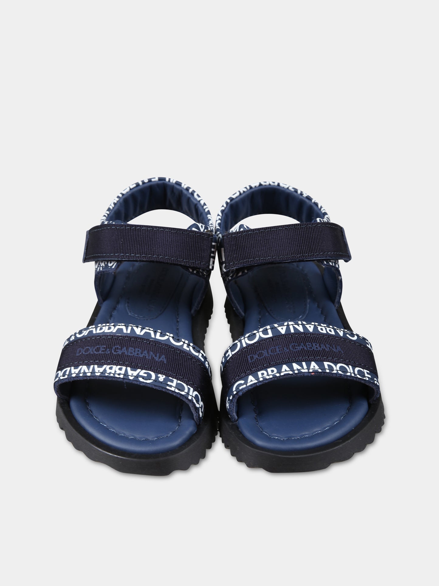 Sandali blu per bambini con logo,Dolce & Gabbana Kids,DL0078 AX182 HBXCW