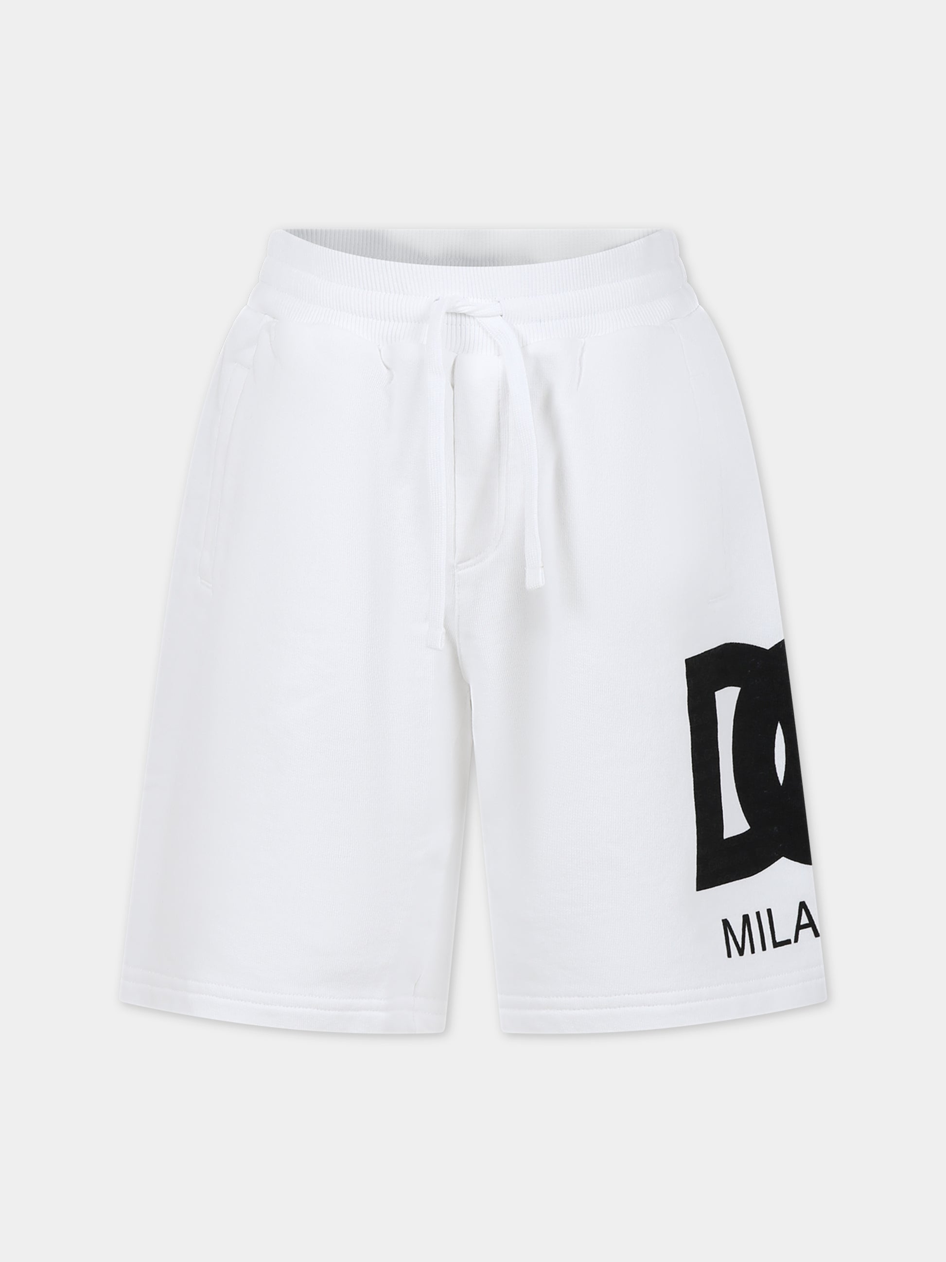 Shorts bianchi per bambino con iconico monogramma,Dolce & Gabbana Kids,L4JQR4 G7L4N W0800