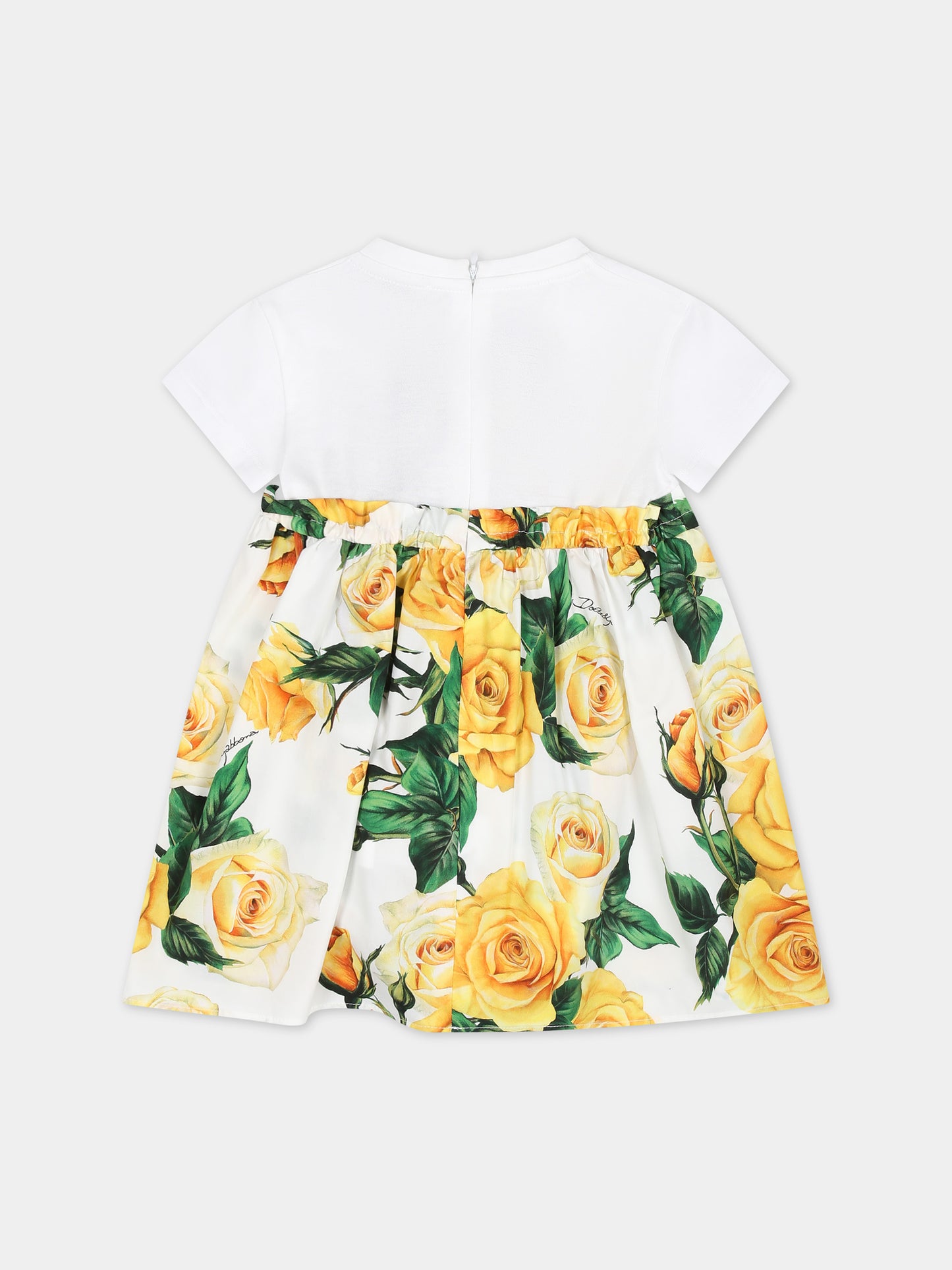 Vestito casual bianco per neonata a fantasia flowering,Dolce & Gabbana Kids,L2JD7Z G7K6Q HA3VO