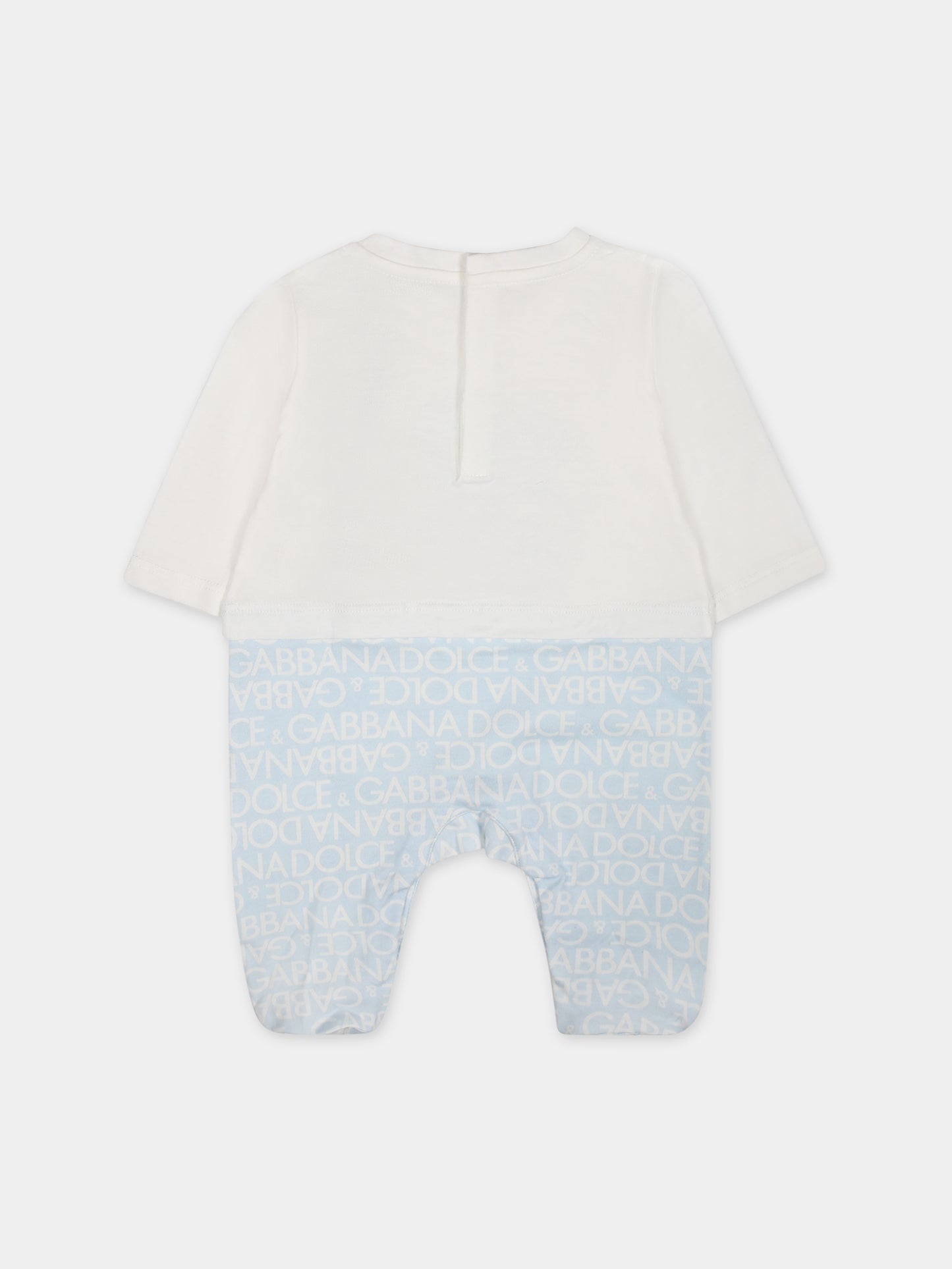 Set celeste per neonato con logo e leopardi,Dolce & Gabbana Kids,L1JO6H G7KQ7 S9000