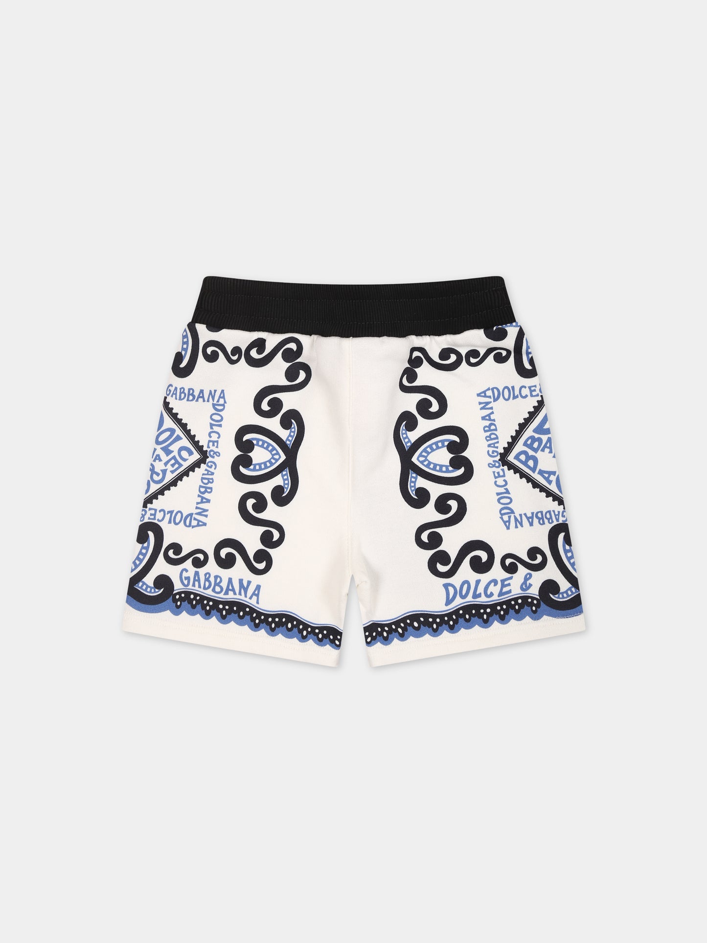 Shorts bianchi per neonato con stampa bandana e logo,Dolce & Gabbana Kids,L1JQR0 G7L0X HC4XR