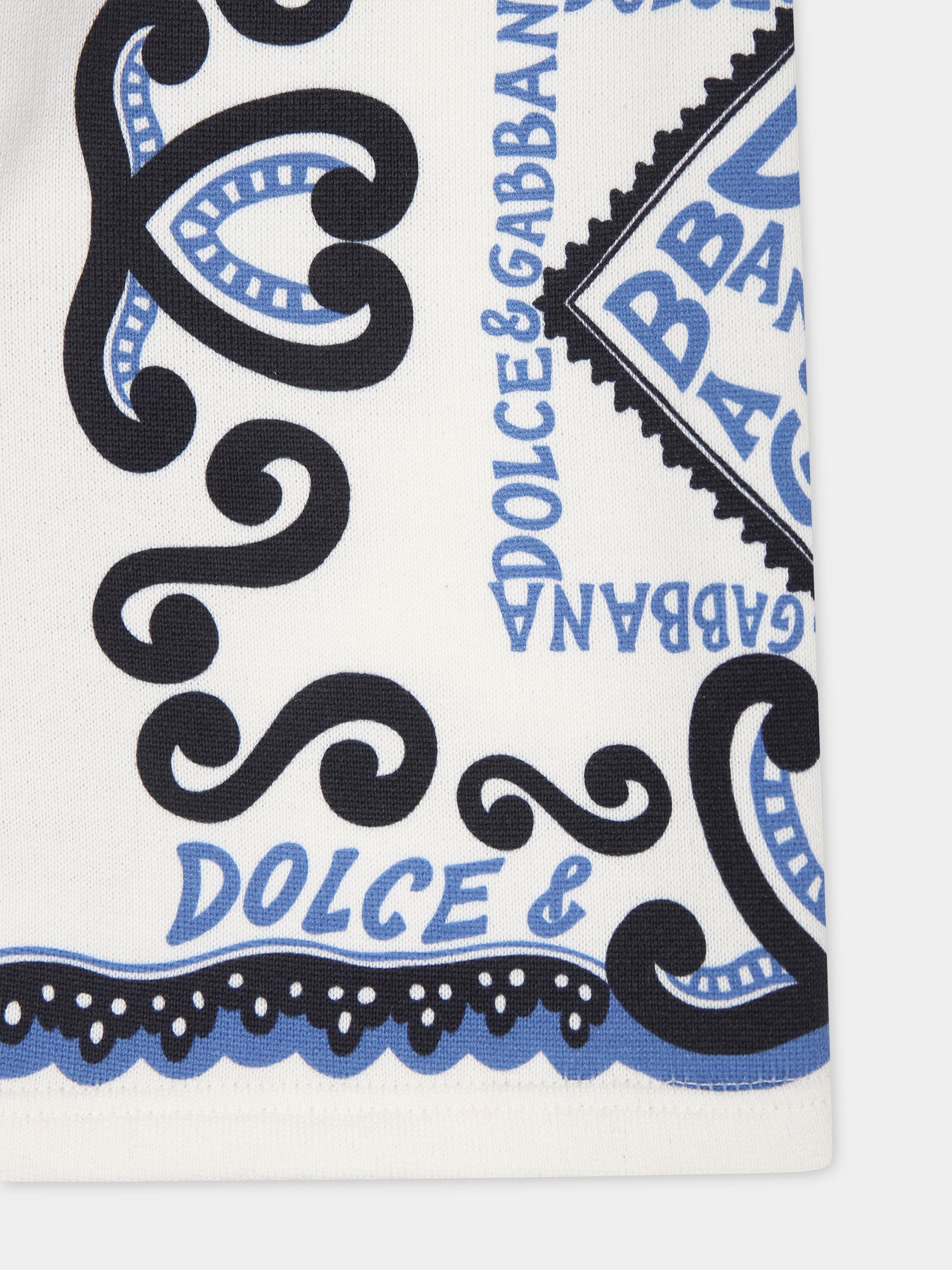 Shorts bianchi per neonato con stampa bandana e logo,Dolce & Gabbana Kids,L1JQR0 G7L0X HC4XR