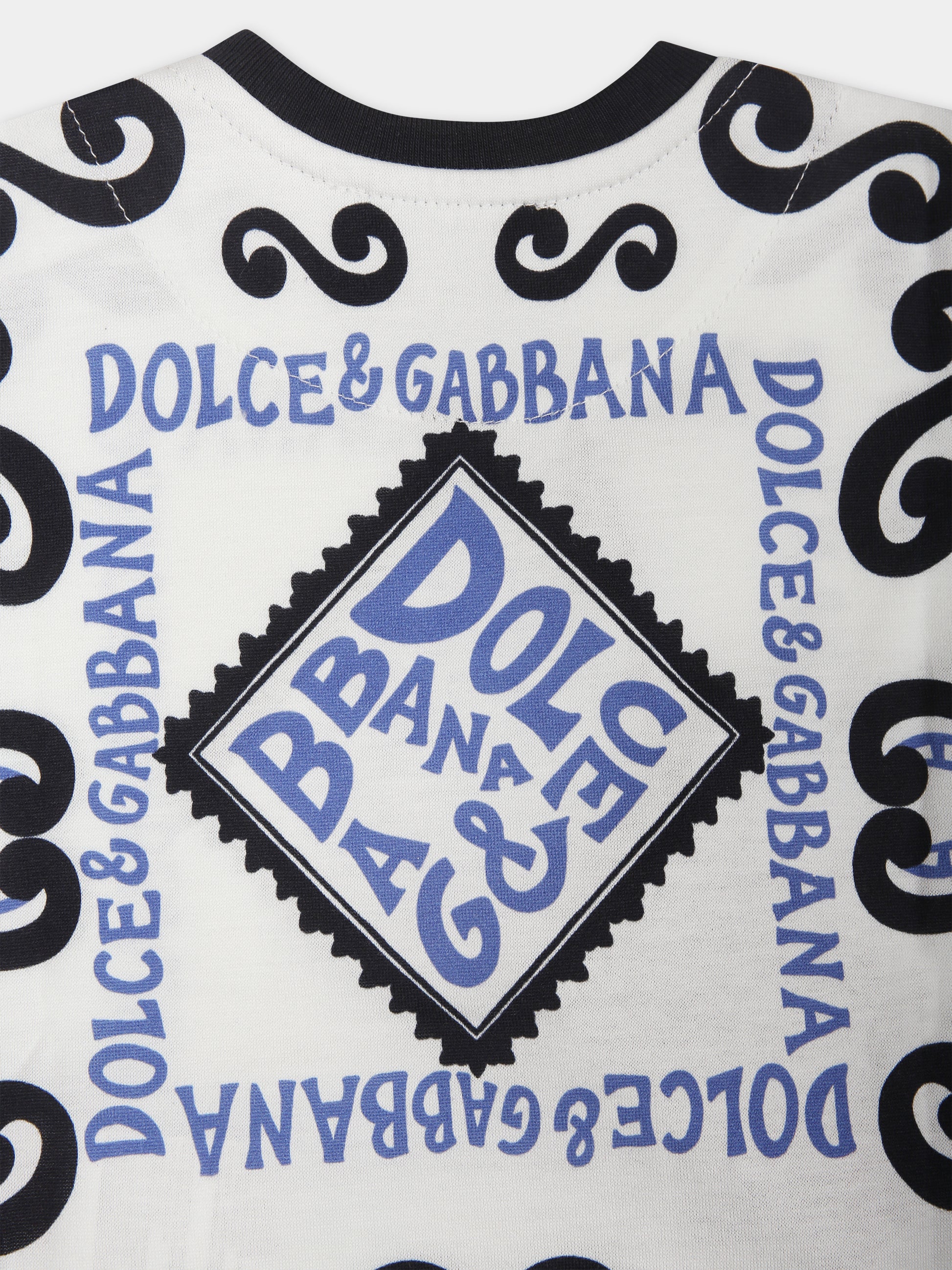 T-shirt bianca per neonato con stampa bandana e logo,Dolce & Gabbana Kids,L1JTEY G7L1B HC4XR