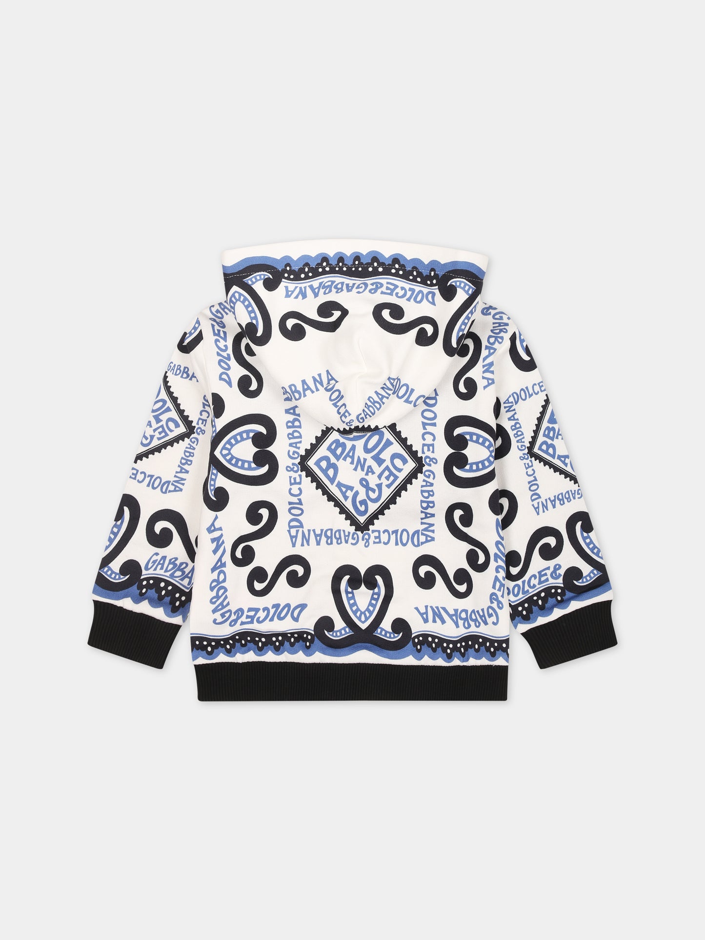 Felpa bianca per neonato con stampa bandana e logo,Dolce & Gabbana Kids,L1JWIT G7L0X HC4XR