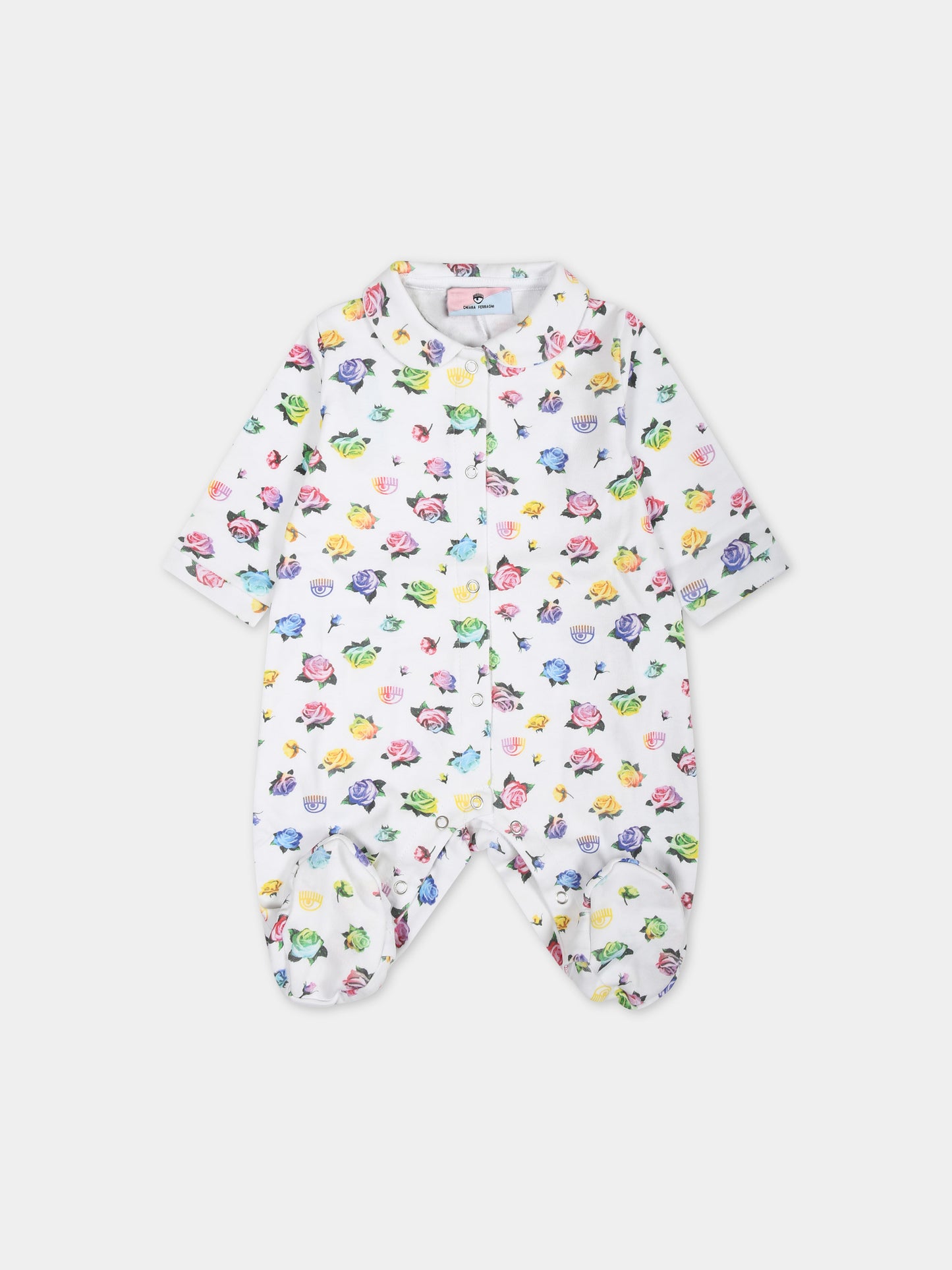 Tutina rosa per neonata con eyes flirting e rose multicolor,Chiara Ferragni Collection,55C500 3001 9984