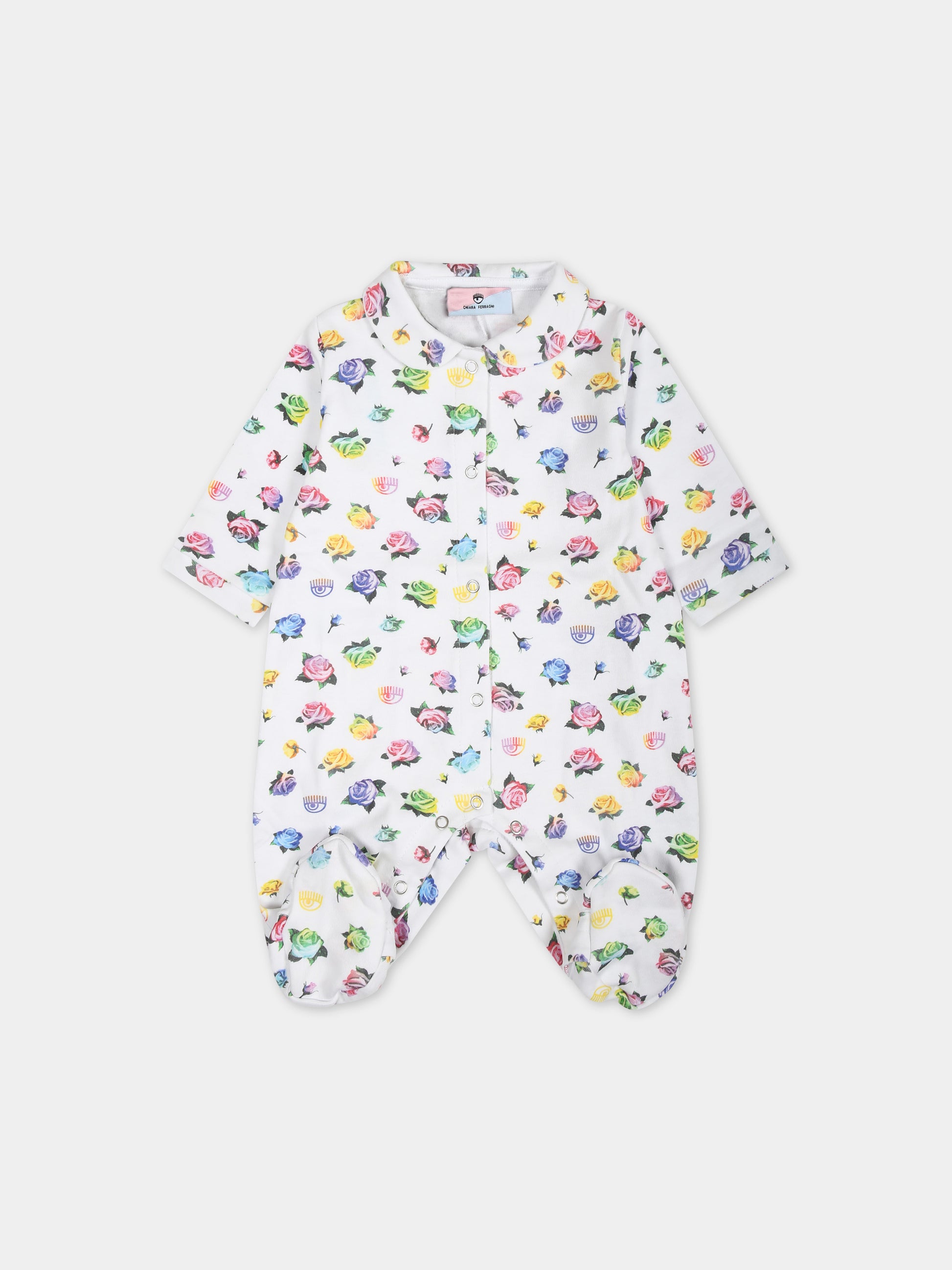 Tutina rosa per neonata con eyes flirting e rose multicolor,Chiara Ferragni Collection,55C500 3001 9984