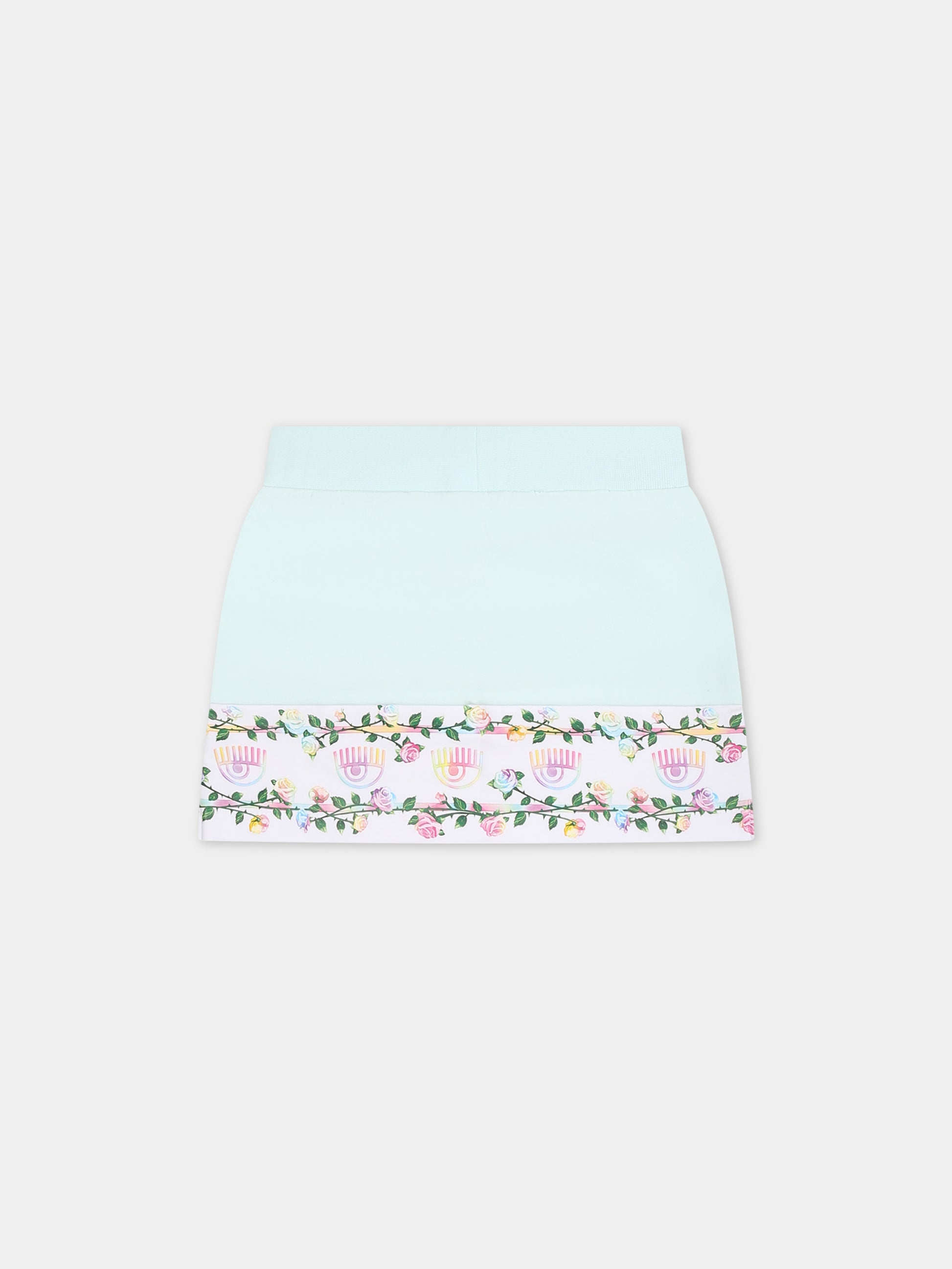 Gonna casual celeste per neonata con eyestar,Chiara Ferragni Collection,53C700 3020 052F