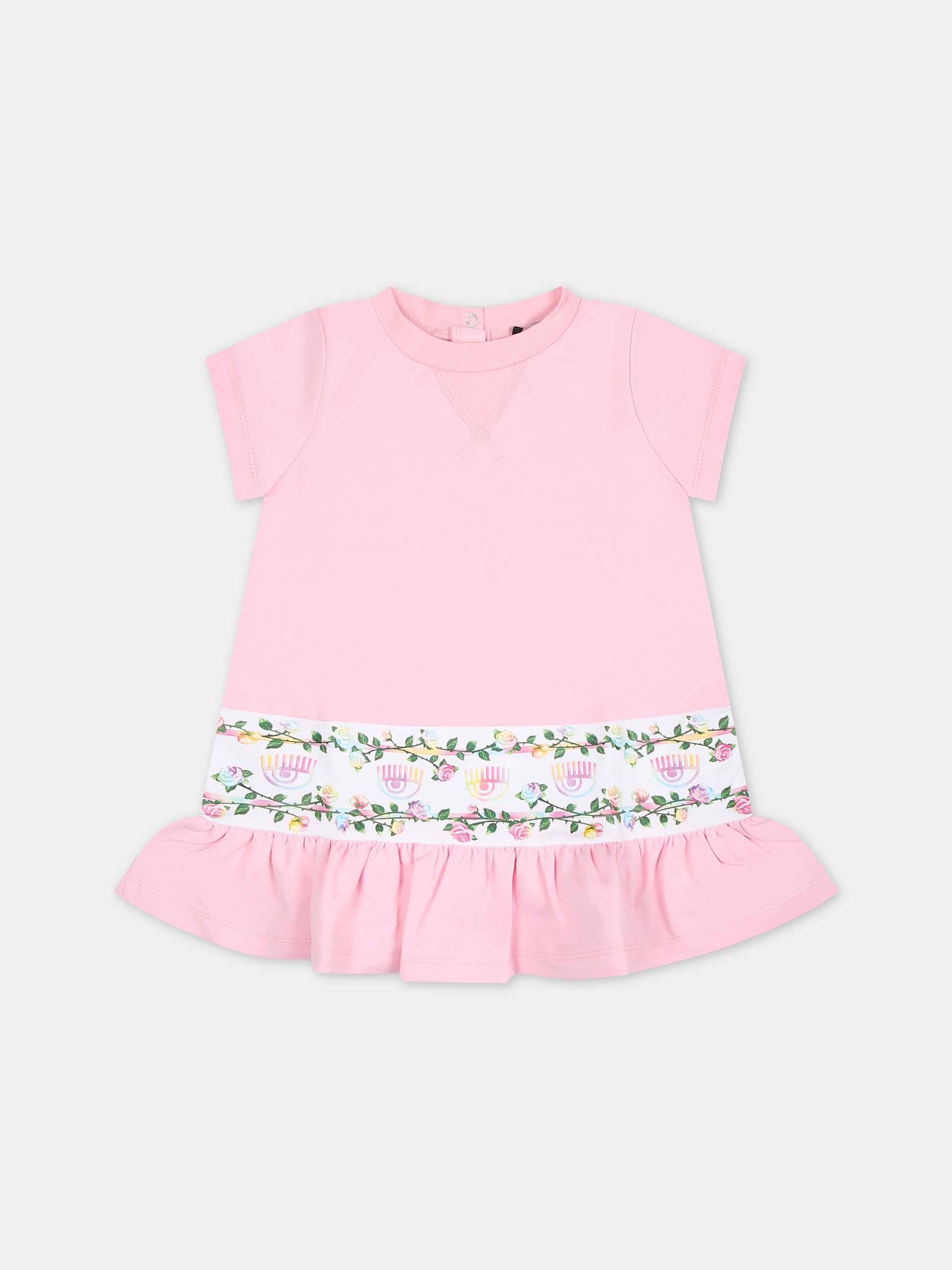 Vestito casual rosa per bambina con eyestar,Chiara Ferragni Collection,53C900 3020 090F