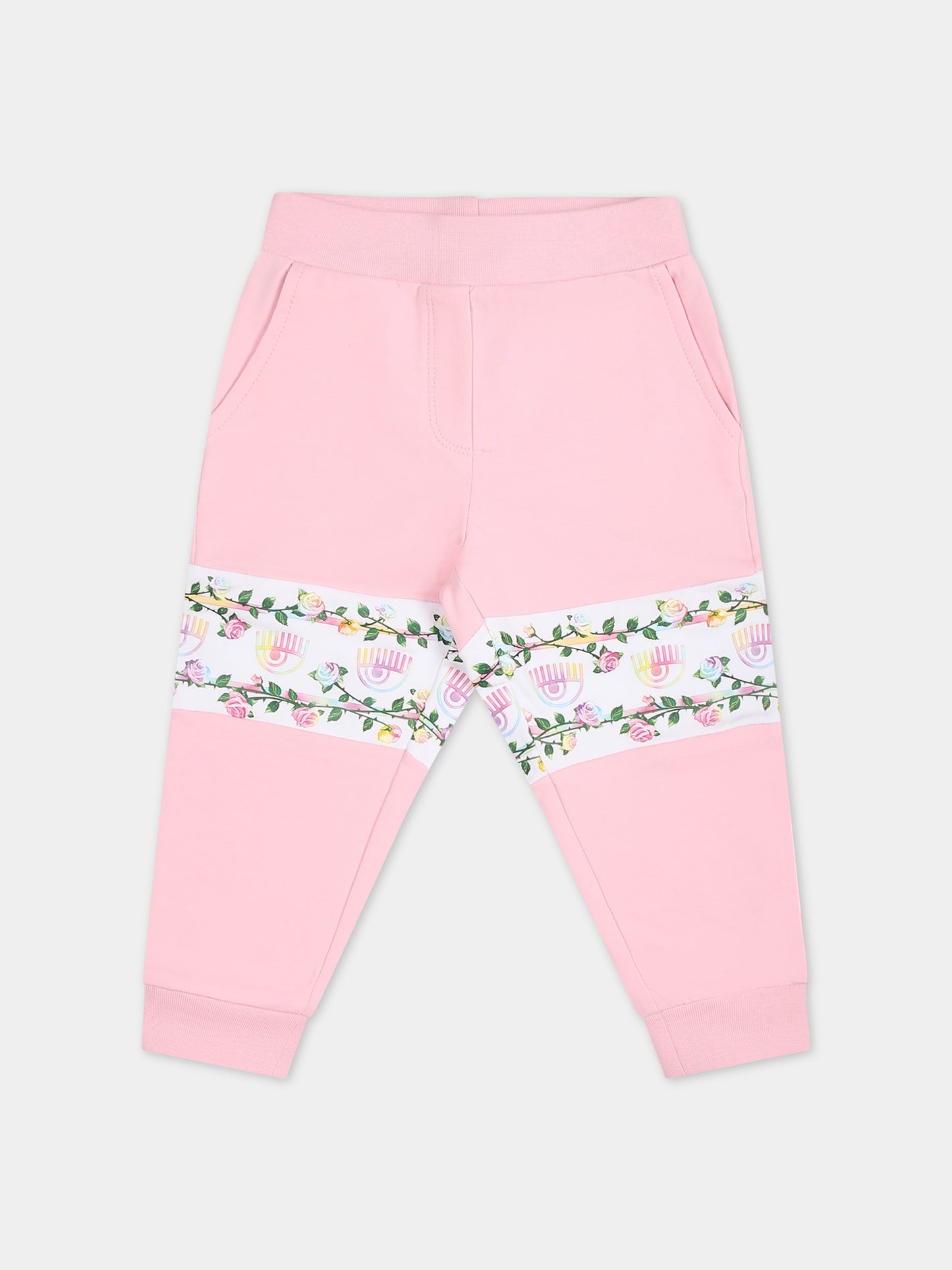 Pantaloni sportivi rosa per neonata con eyestar,Chiara Ferragni Collection,53C400 3020 090F