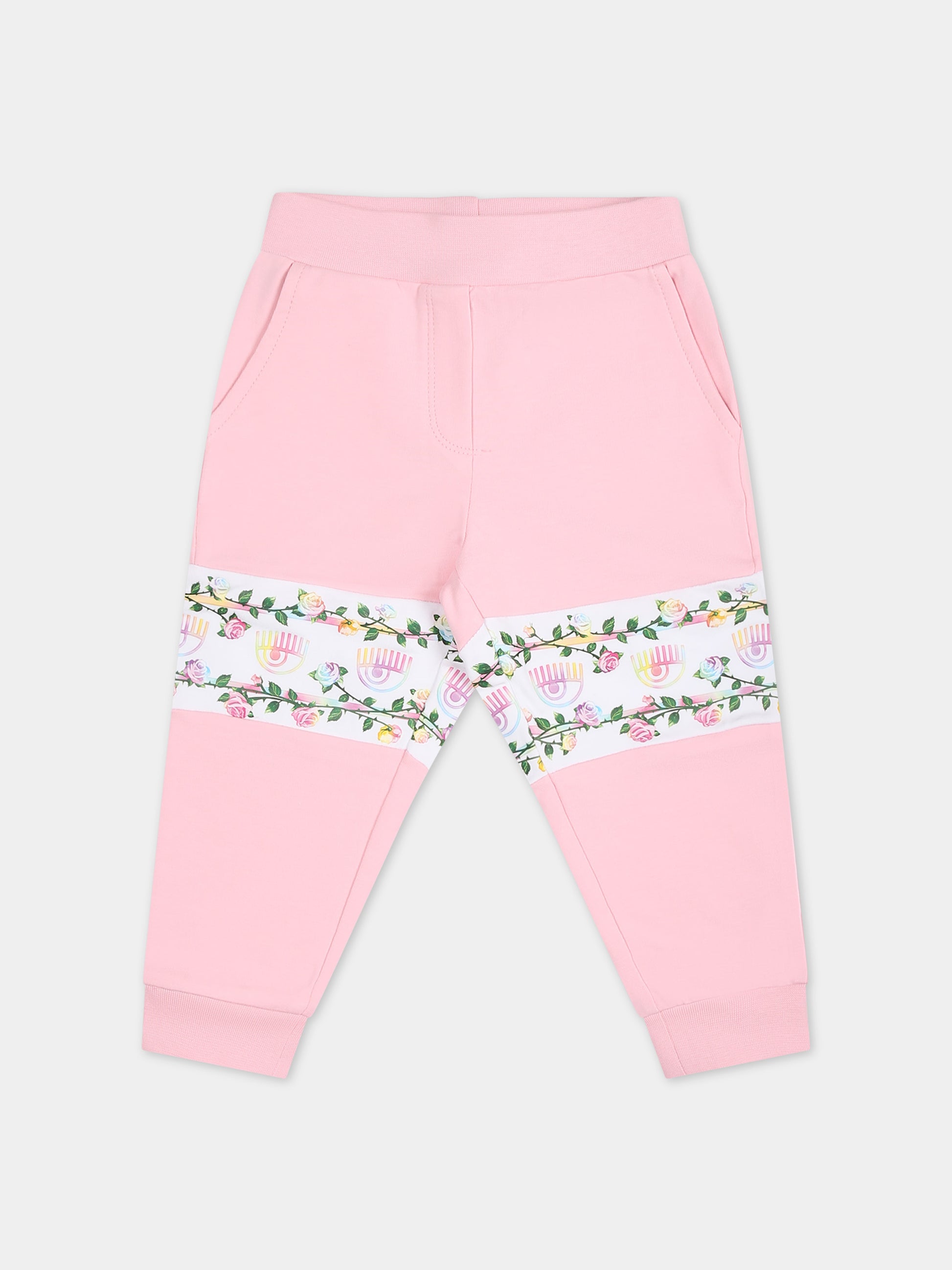 Pantaloni sportivi rosa per neonata con eyestar,Chiara Ferragni Collection,53C400 3020 090F