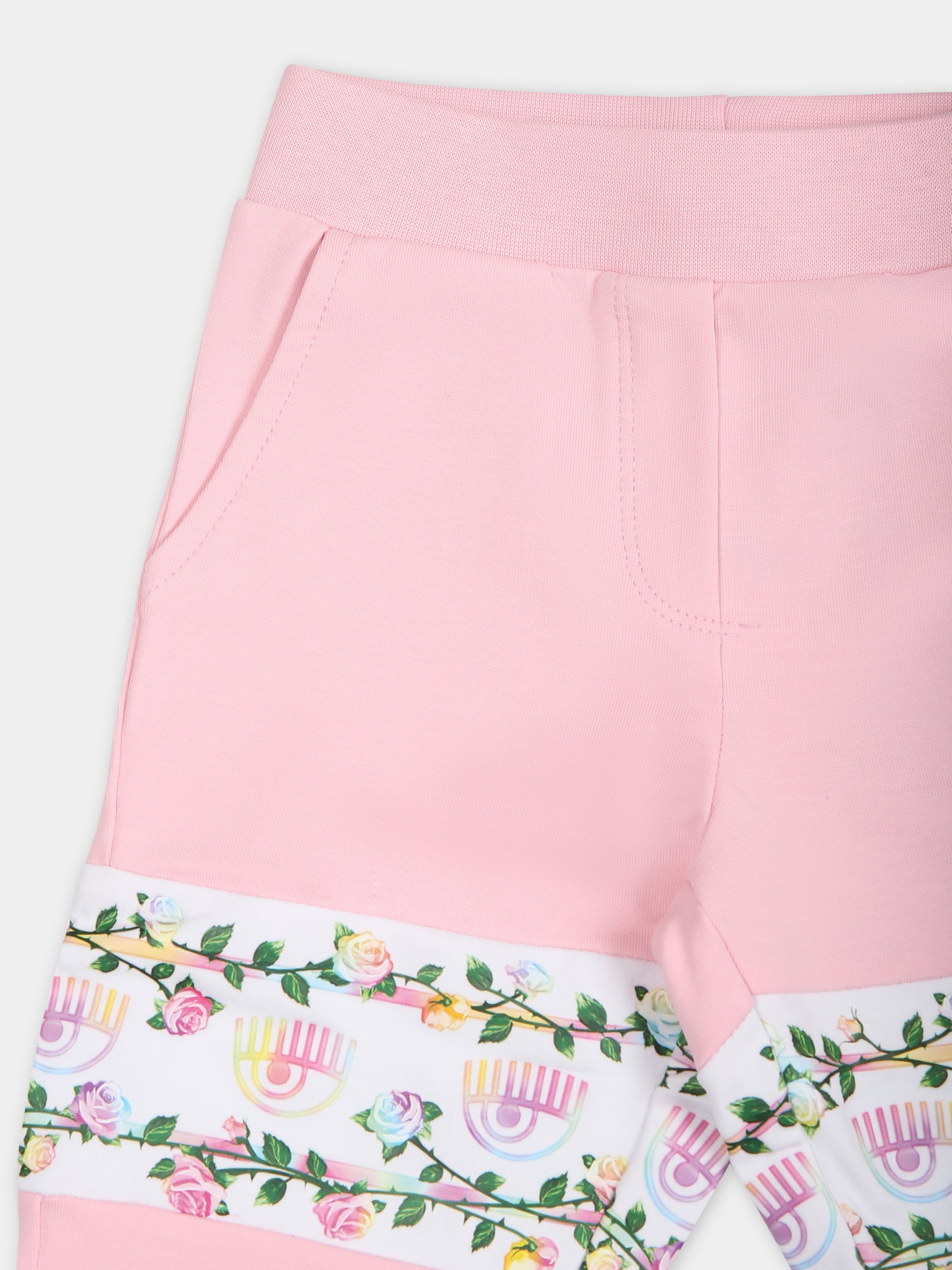Pantaloni sportivi rosa per neonata con eyestar,Chiara Ferragni Collection,53C400 3020 090F
