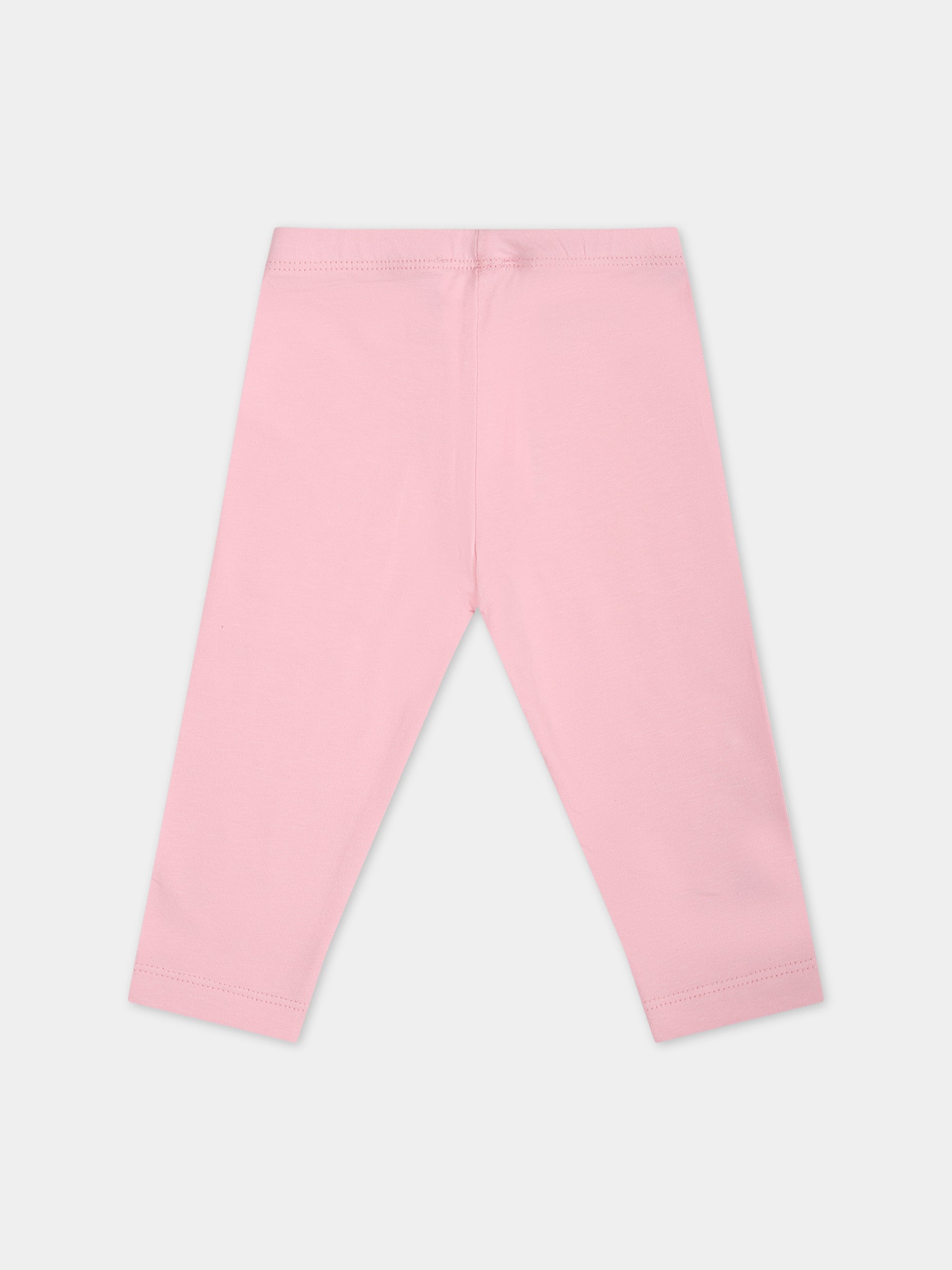 Leggings rosa per neonata con eye flirting e cuore multicolor,Chiara Ferragni Collection,53C402 3022 090F