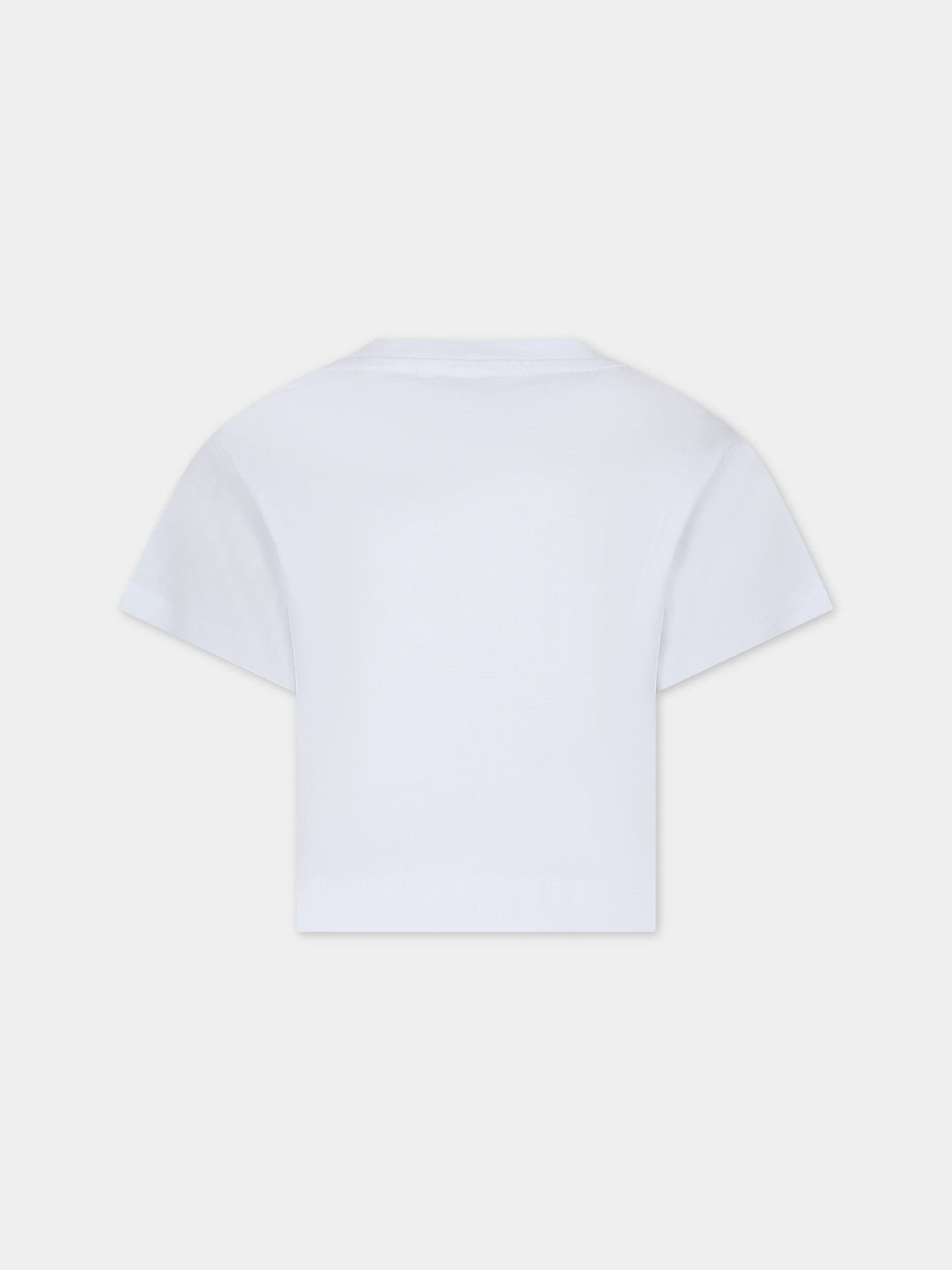 T-shirt bianca per bambina con ciliegie e logo,Chiara Ferragni Collection,59C604 3003 0099
