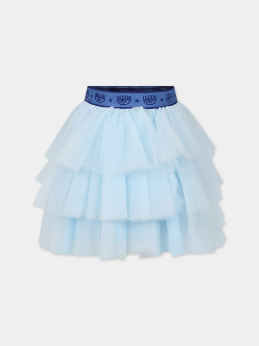Gonna celeste in tulle con eyes flirting,Chiara Ferragni Collection,51C700 T9945 085F