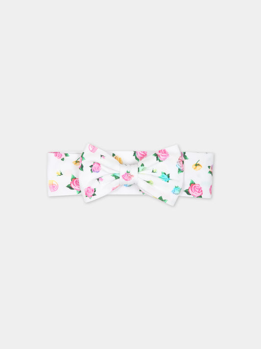 Fascia bianca per neonata con fiori,Chiara Ferragni Collection,53C000 3660 9984