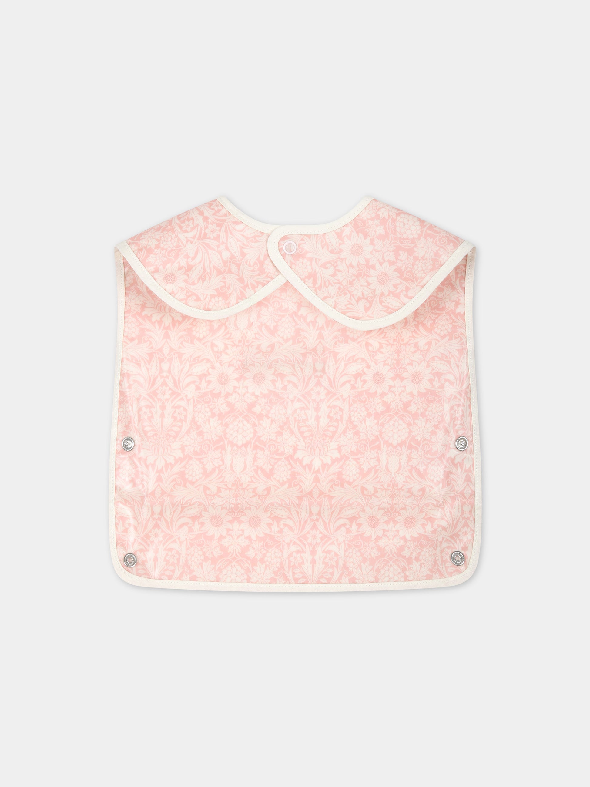 Bavaglino rosa per neonata con stampa fiori,Bonpoint,S04NACW00002 521B