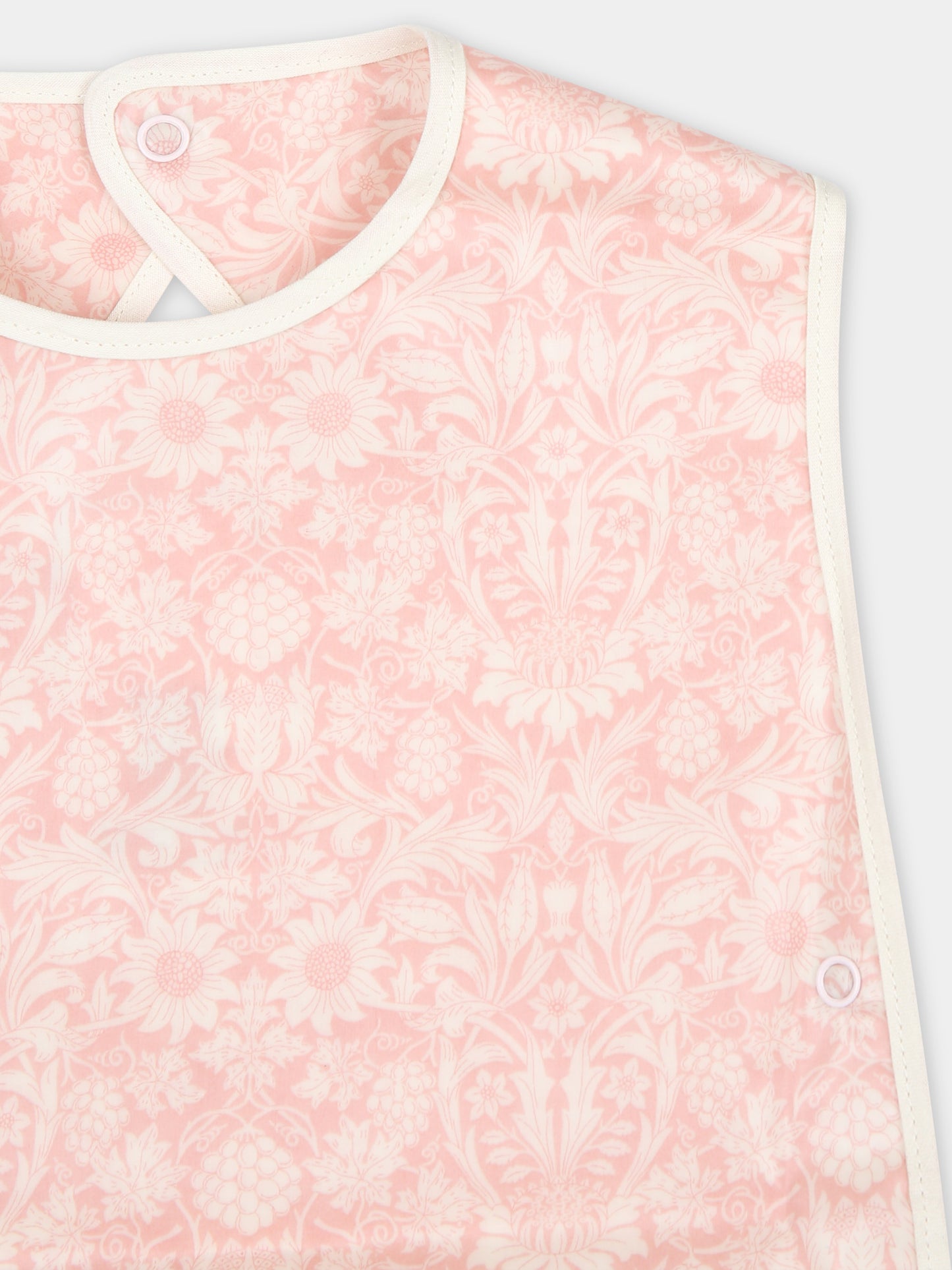 Bavaglino rosa per neonata con stampa fiori,Bonpoint,S04NACW00002 521B
