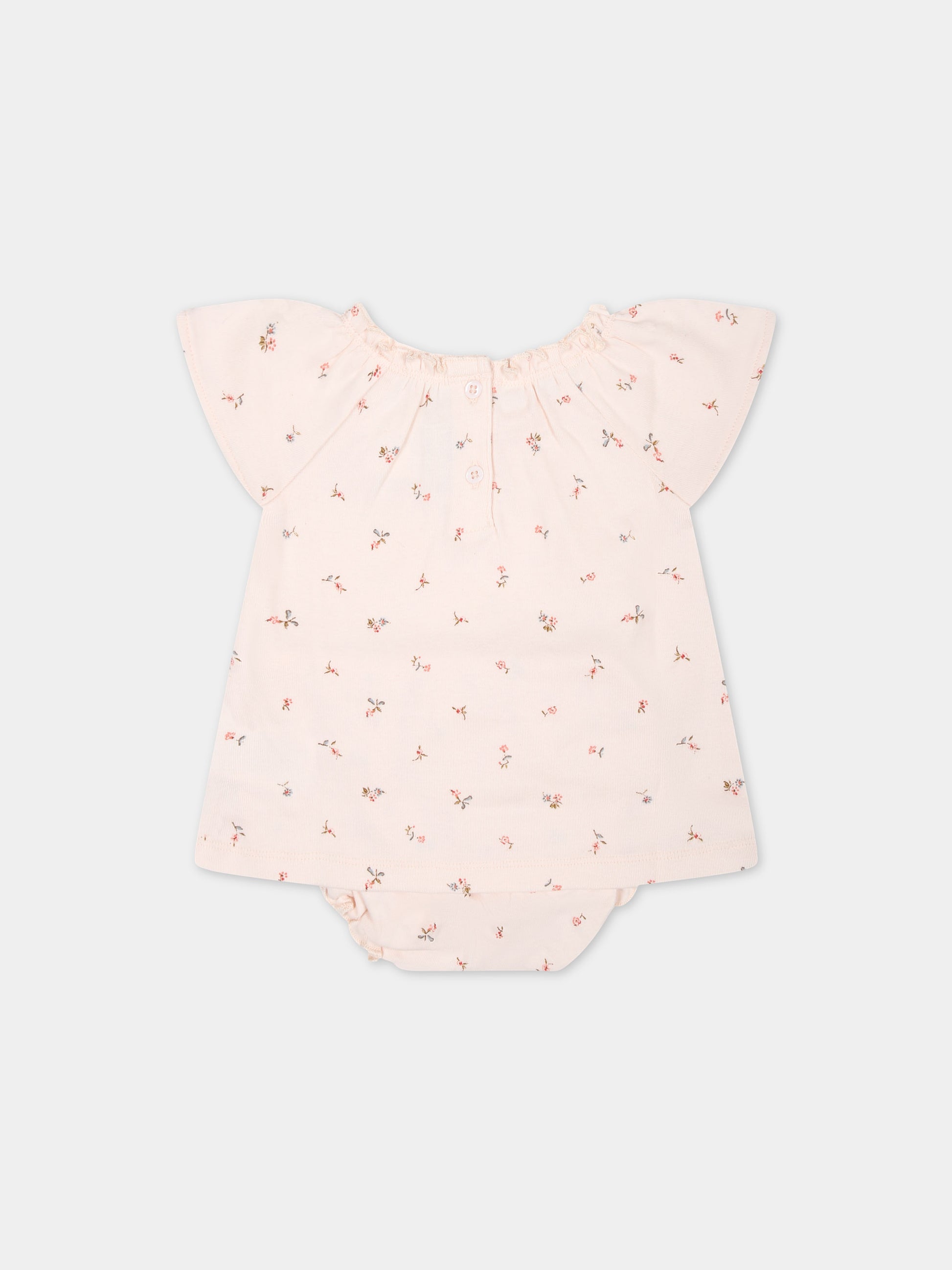 Completo rosa per neonata con fantasia floreale all-over,Bonpoint,S04NNIK00004 625B
