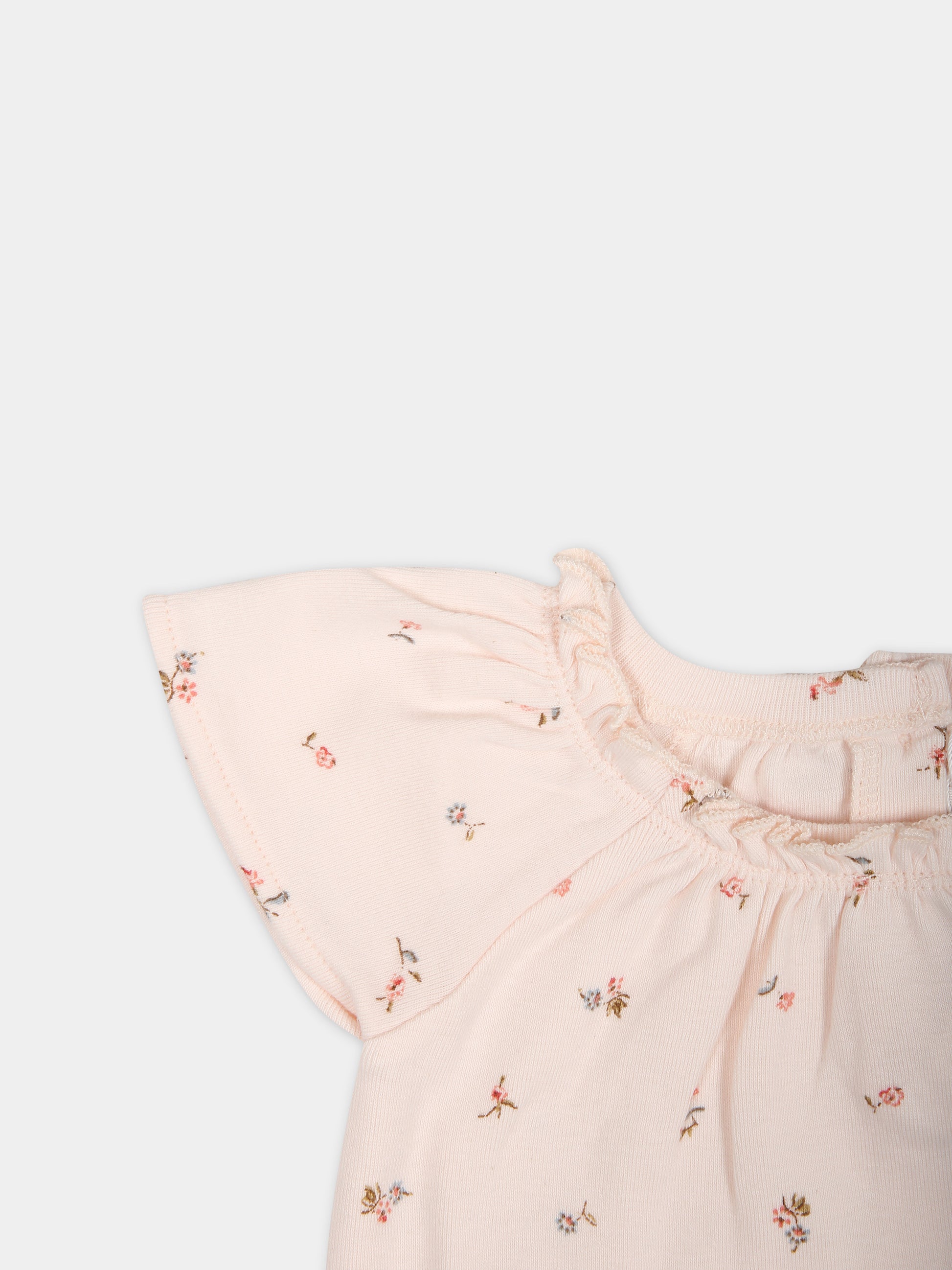 Completo rosa per neonata con fantasia floreale all-over,Bonpoint,S04NNIK00004 625B