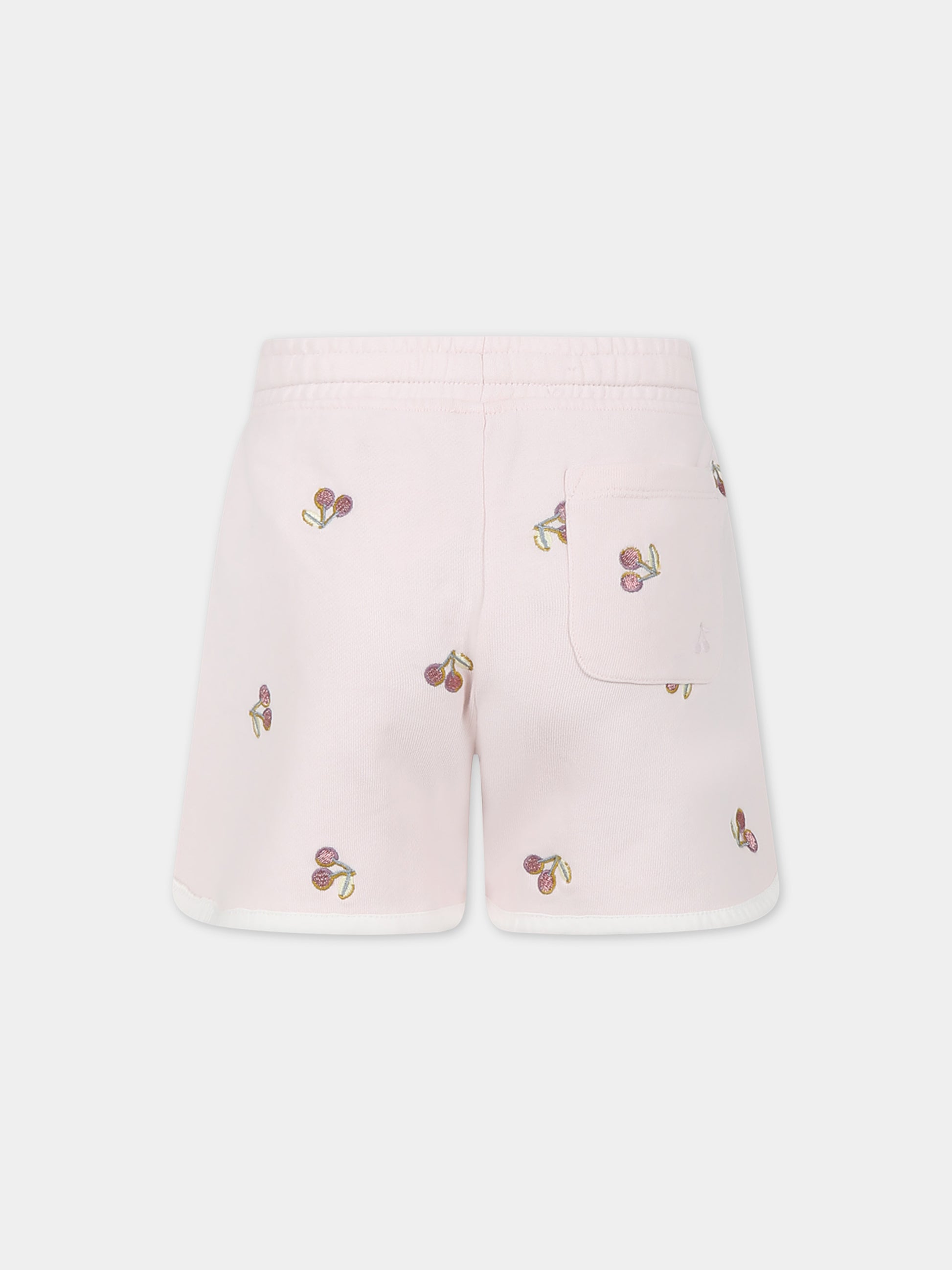 Shorts rosa per bambina con ciliegie,Bonpoint,S04GBEK00005 125B