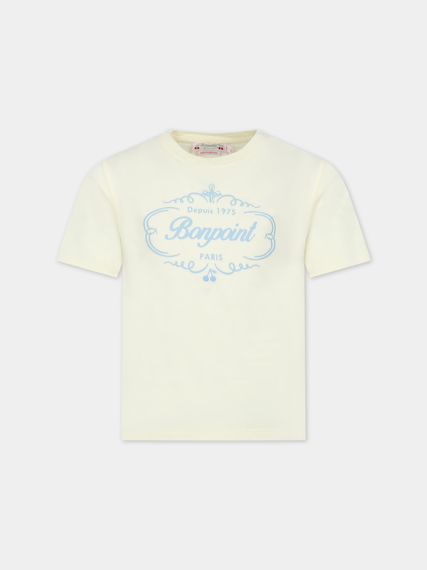 T-shirt avorio per bambina con logo,Bonpoint,S04GTSK00009 131A