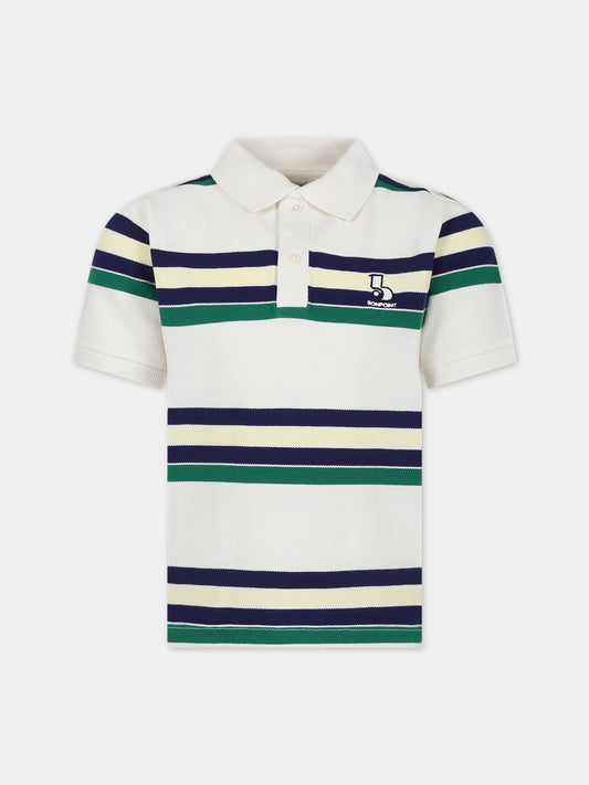 Polo avorio per bambini con logo,Bonpoint,S04BTSK00018 204