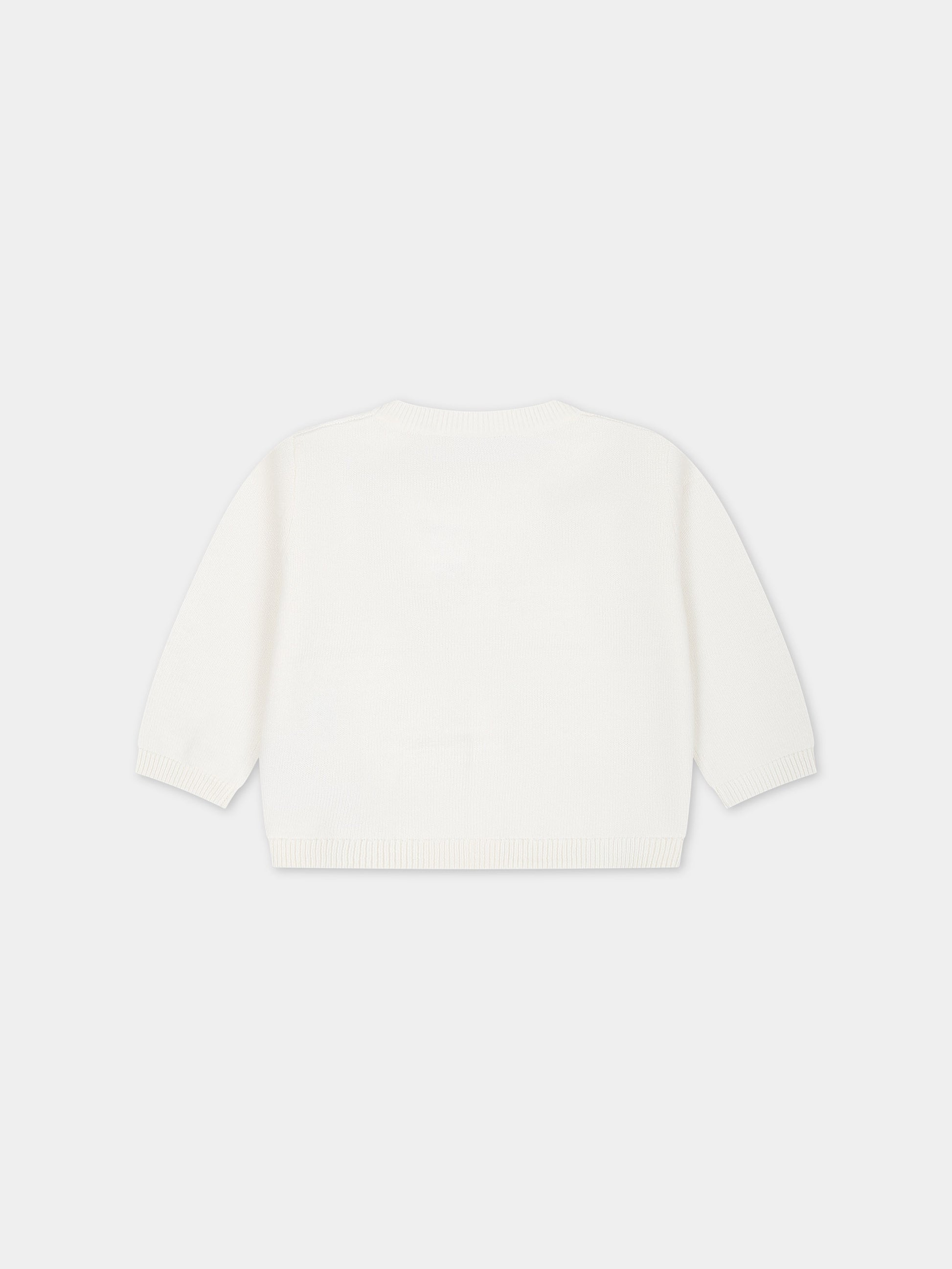 Cardigan bianco per neonata con ciliegie ricamate all-over,Bonpoint,S04XCAK00009 102