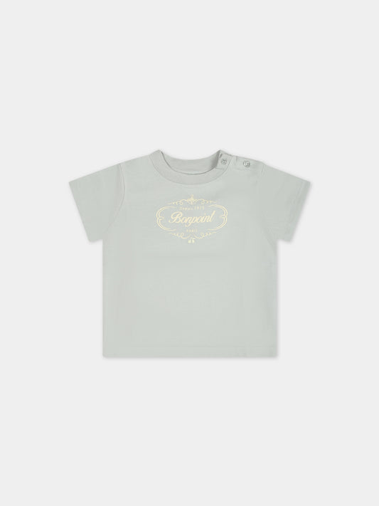 T-shirt verde per neonati con logo,Bonpoint,S04YTSK00007 141B