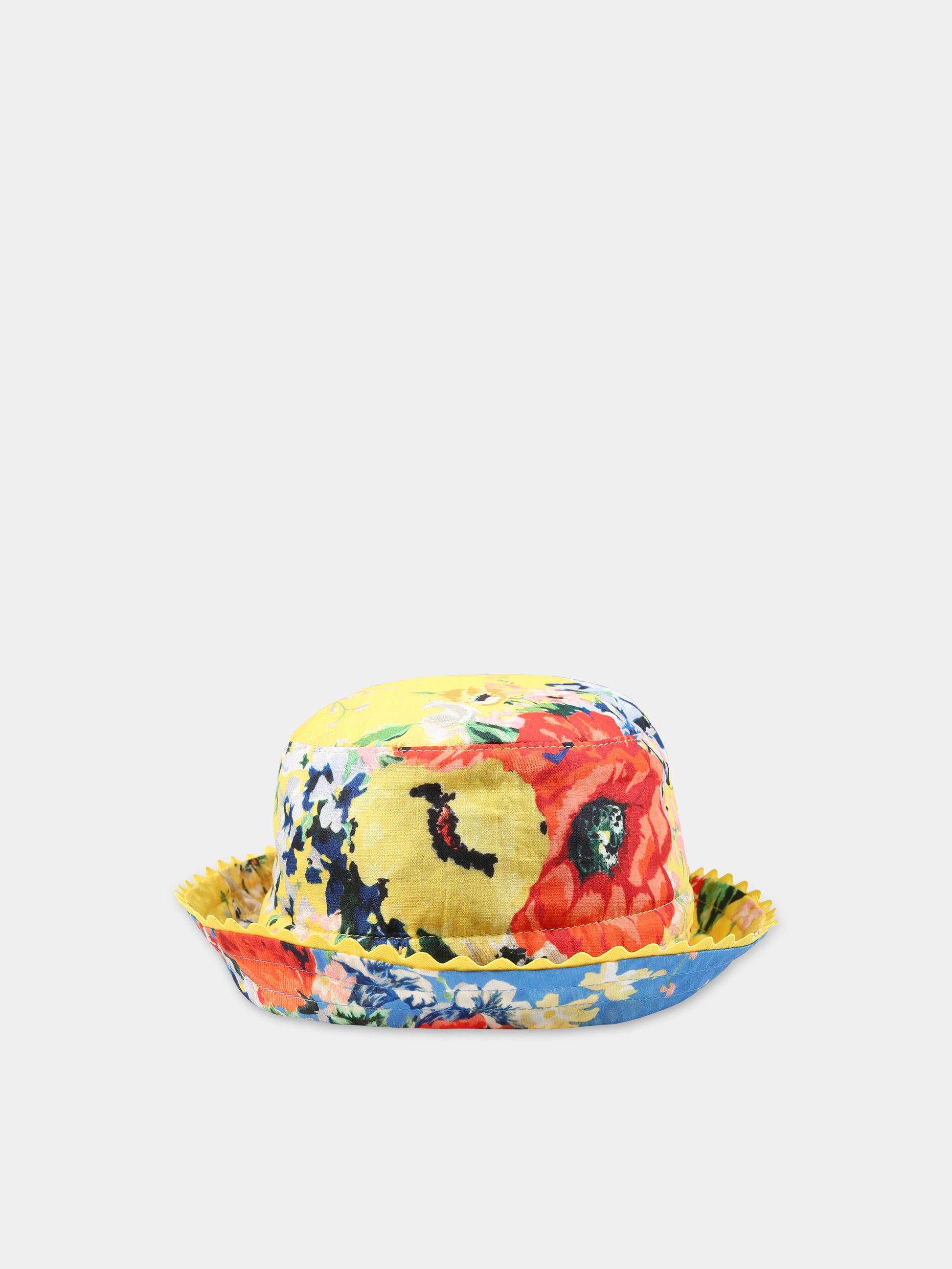 Cloche gialla reversibile per bambina con stampa all-over,Zimmermann,1887RS24 YELLOW FLORAL