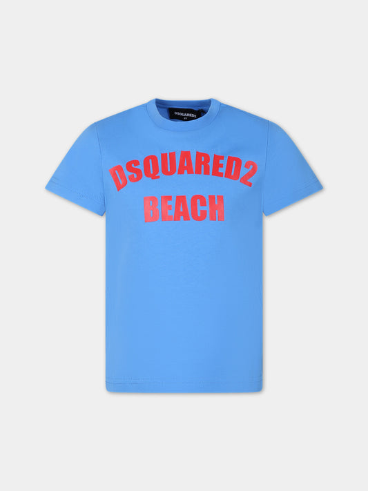 T-shirt azzurra per bambino con logo,Dsquared2,DQ2328 D0A47 D2MT18U DQ826