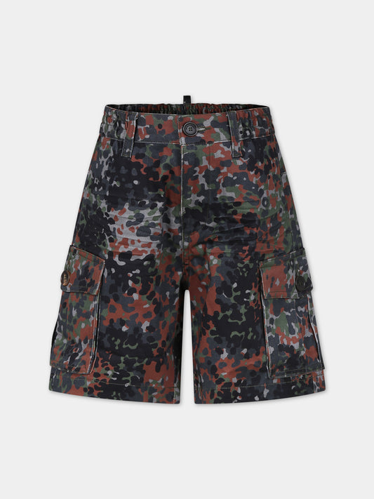 Shorts casual verde per bambino,Dsquared2,DQ2281 D0A88 D2P719M DQ523