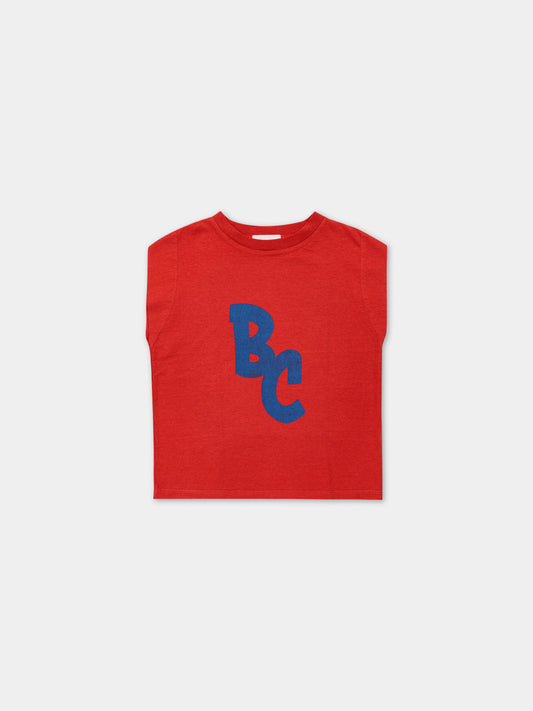Canotta rossa per bambini con logo,Bobo Choses,124AC026