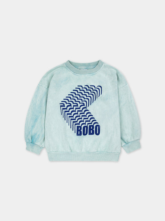 Felpa celeste per bambini con logo,Bobo Choses,124AC043