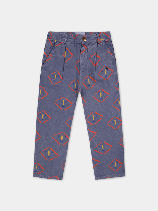 Pantaloni viola per bambini fantasia multicolor,Bobo Choses,124AC114
